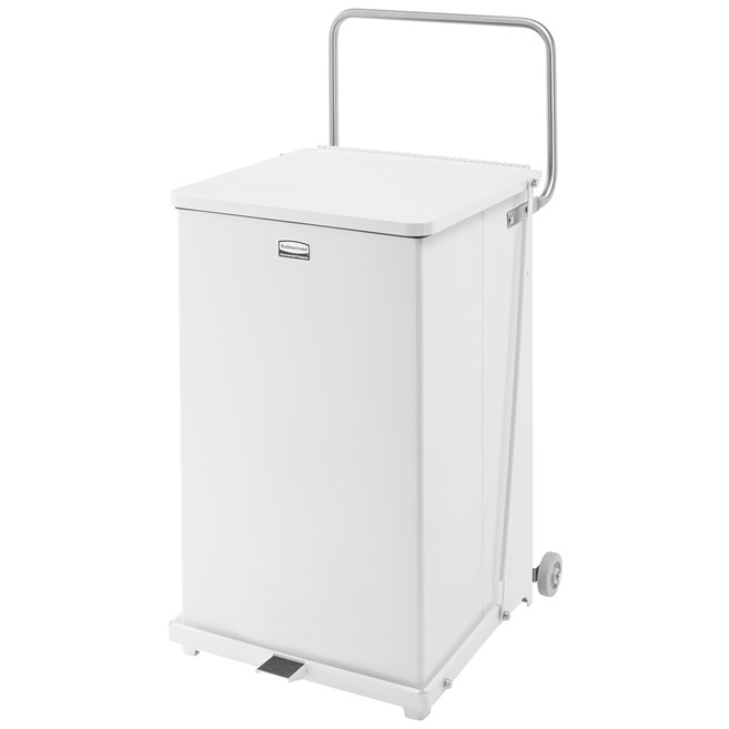 Engineered to close without a sound, the Silent Defenders® 25 Gallon FGQST40EW Square Indoor Step-On Container with Wheels is perfect for hospitals, doctor’s offices and other healthcare facilities.