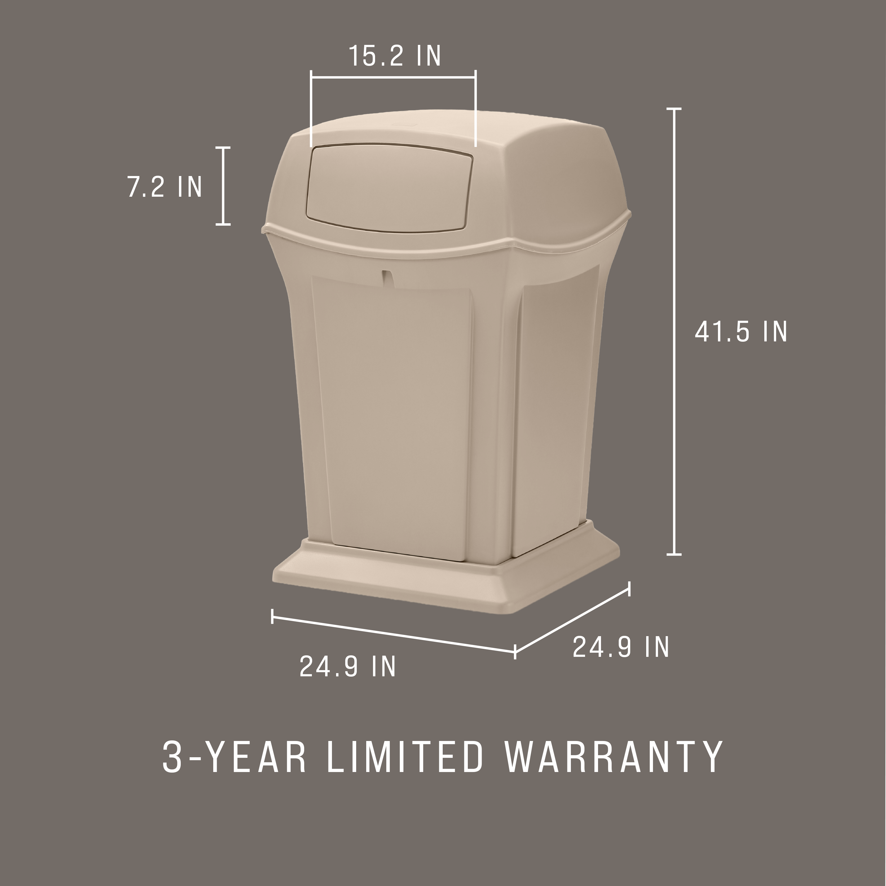 Le collecteur Rubbermaid Ranger® est une poubelle classique résistante, moderne et facile d’entretien.