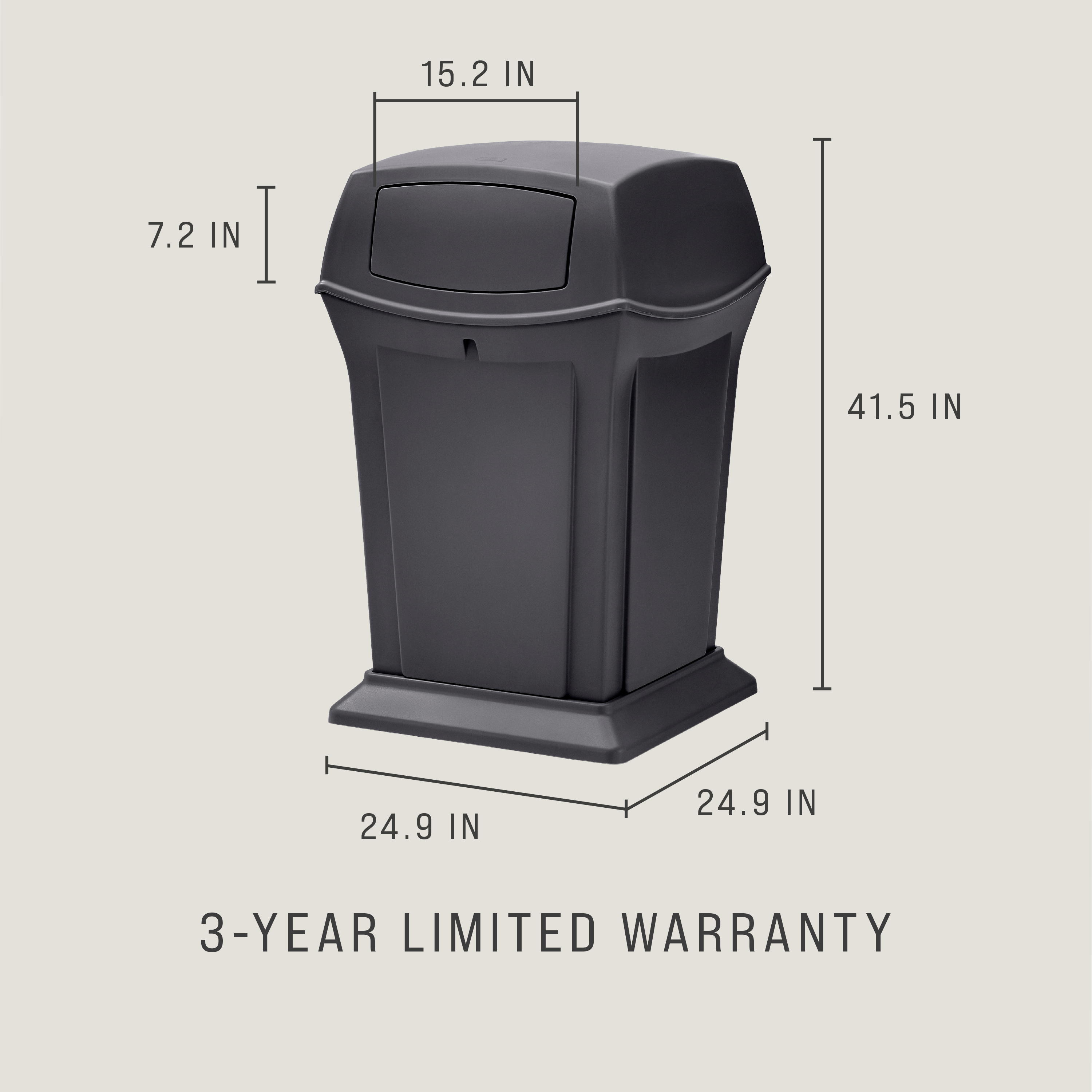 Le collecteur Rubbermaid Ranger® est une poubelle classique résistante, moderne et facile d’entretien.