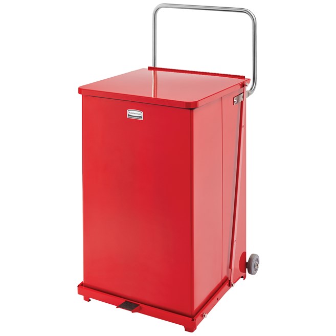 Engineered to close without a sound, the Silent Defenders® 25 Gallon FGQST40EW Square Indoor Step-On Container with Wheels is perfect for hospitals, doctor’s offices and other healthcare facilities.