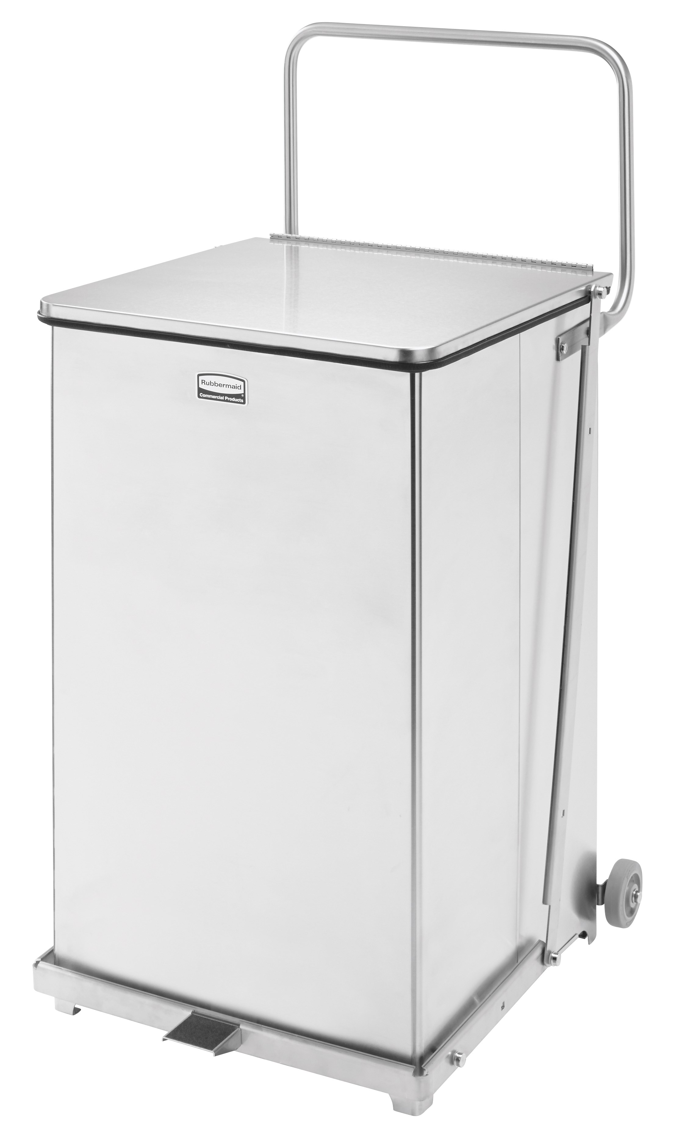 Engineered to close without a sound, the Silent Defenders® 25 Gallon FGQST40SW Square Indoor Step-On Container with Wheels is perfect for hospitals, doctor’s offices and other healthcare facilities.