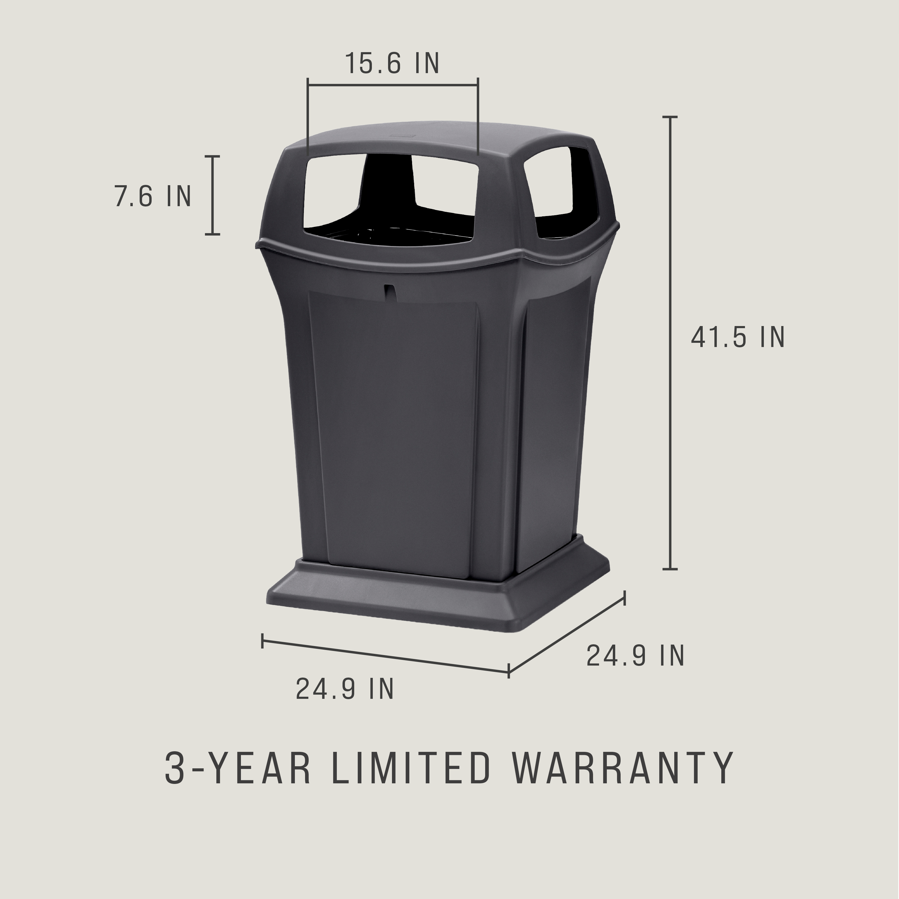 Le collecteur Rubbermaid Ranger® est une poubelle classique résistante, moderne et facile d’entretien.