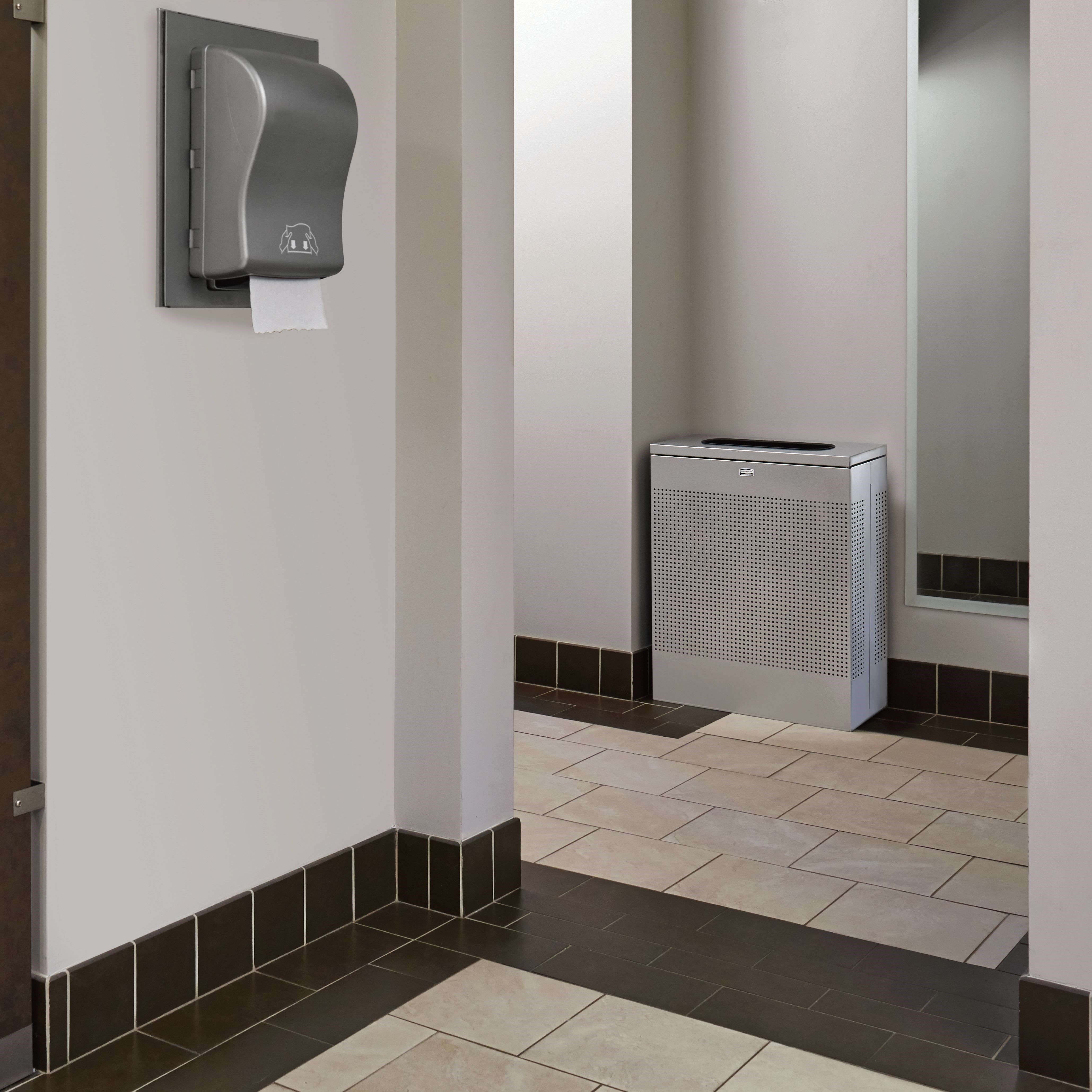 The sleek Silhouettes 22.5 Gallon FGSR18 Decorative Rectangle Indoor Waste Container has a contemporary perforated pattern designed to seamlessly and beautifully blend with modern facilities and environments. High-quality materials and craftsmanship ensure containers can withstand the rigors of everyday use.