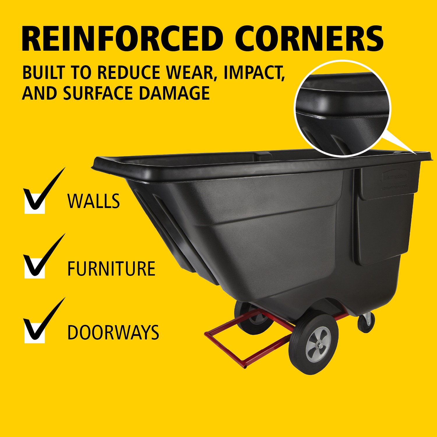 De Rubbermaid Commercial kiepwagen is ideaal voor het verzamelen, verplaatsen en afvoeren van afval en het transporteren van materialen in elke omgeving.