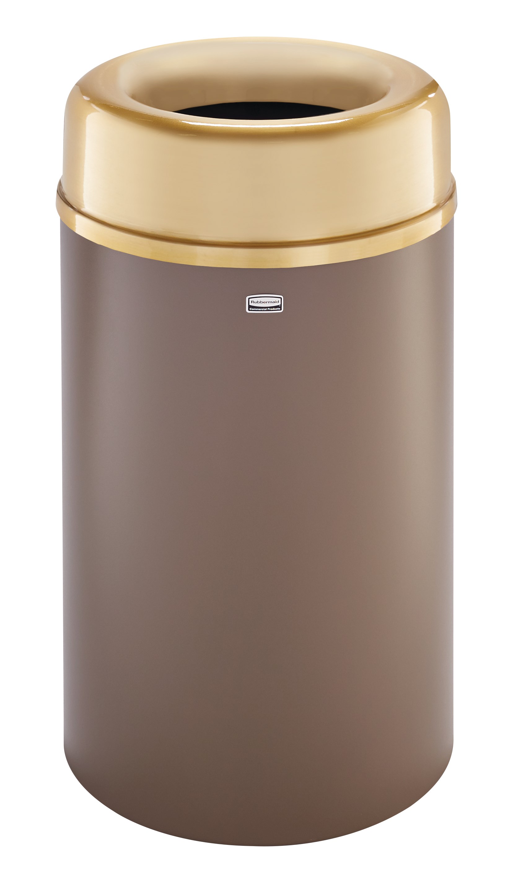 The Crowne Collection 30 Gallon FGAOT30 Decorative Indoor Waste Container has an attractive contemporary design with a curved open top that prevents objects from being placed on top of the can, keeping a neater overall appearance.