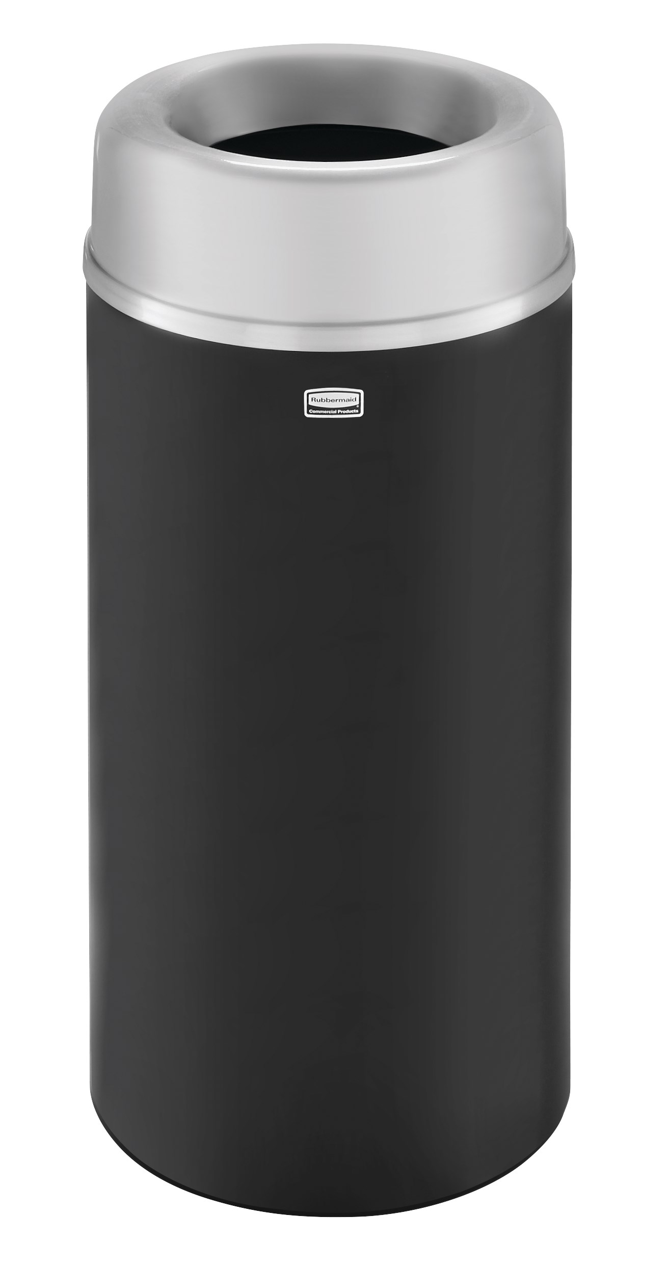 The Crowne Collection 12 Gallon FGAOT15 Decorative Indoor Waste Container has an attractive contemporary design with a curved open top that prevents objects from being placed on top of the can, keeping a neater overall appearance.