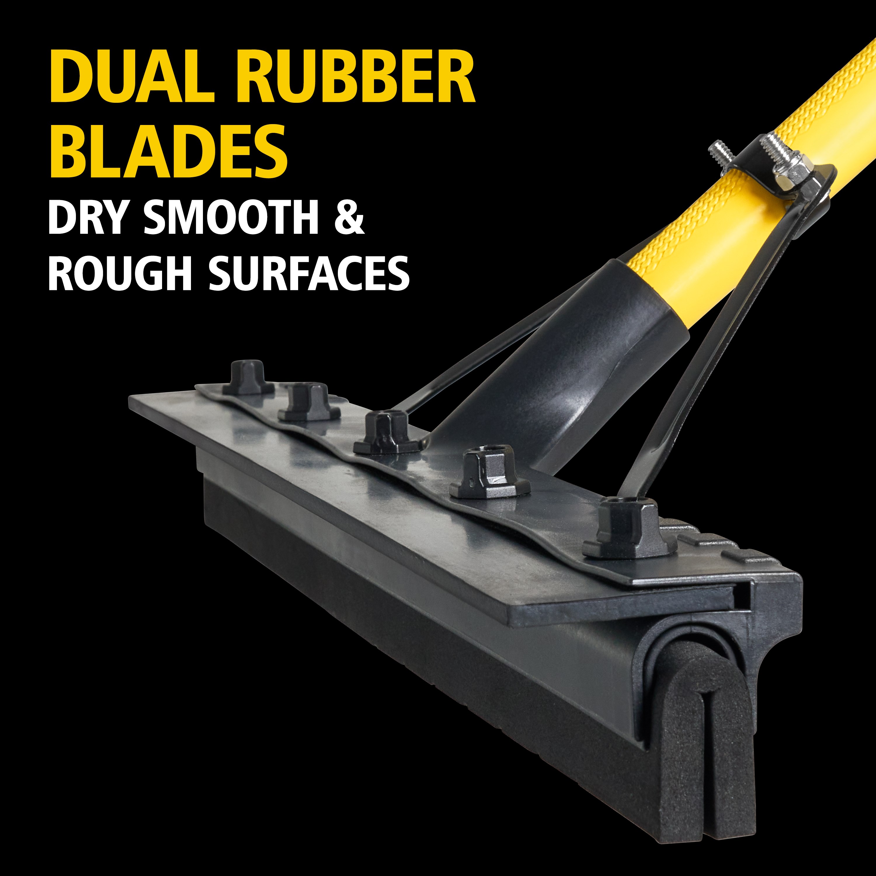 Curved blades to efficiently dry irregular and smooth surfaces Weatherproof fiberglass handle great for all environments. Quickly removes water and other liquids.