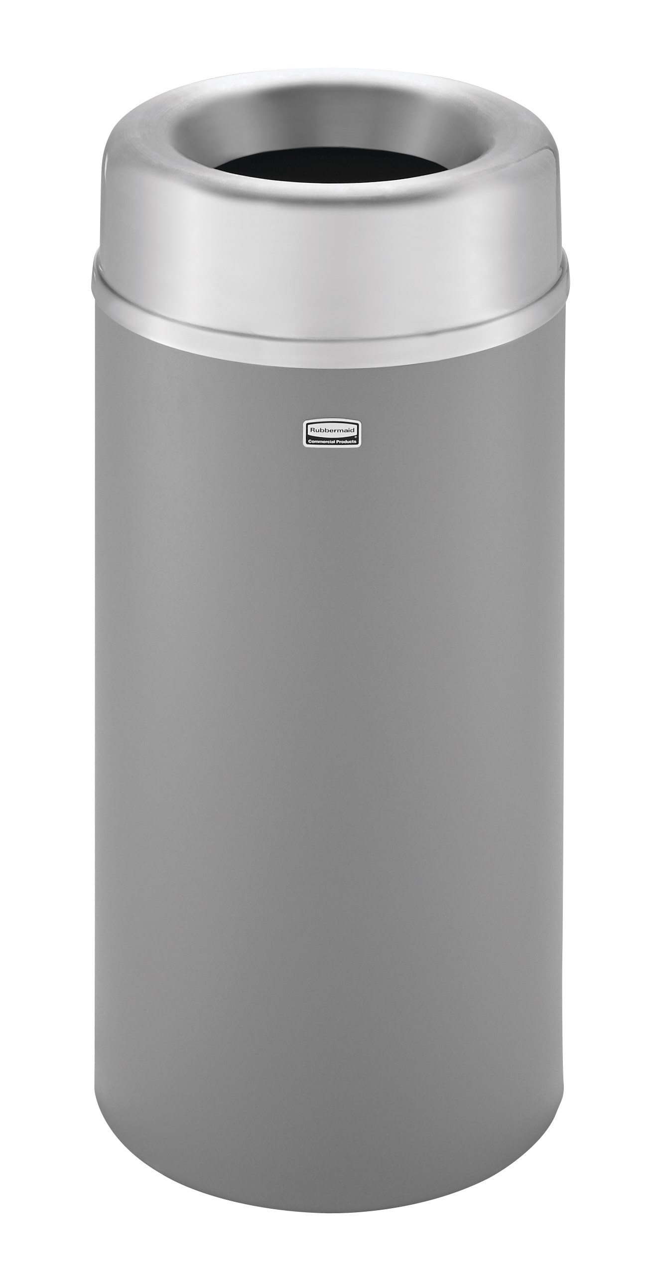 The Crowne Collection 12 Gallon FGAOT15 Decorative Indoor Waste Container has an attractive contemporary design with a curved open top that prevents objects from being placed on top of the can, keeping a neater overall appearance.