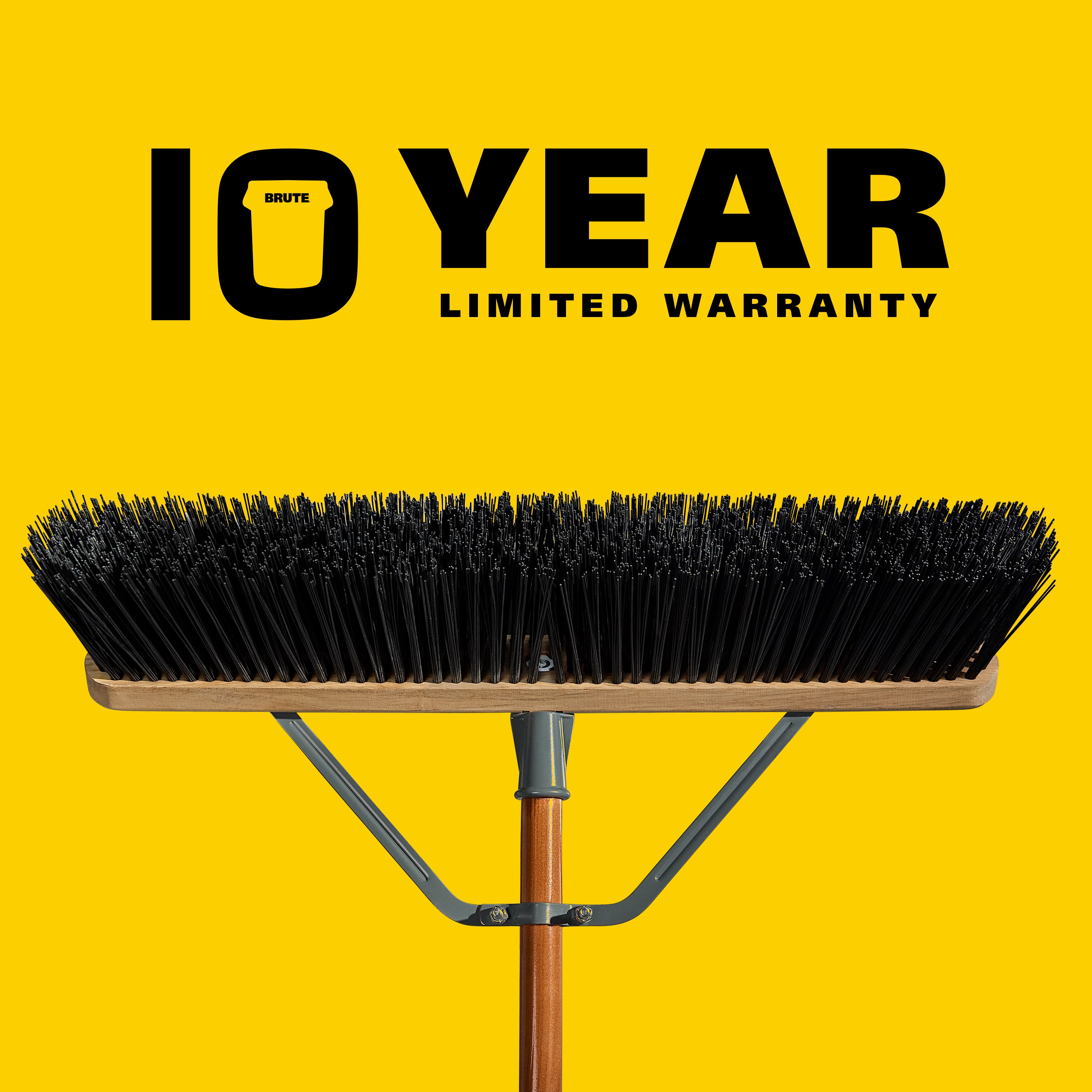 The Rubbermaid Commercial Products® BRUTE® 24 in Rough Surface Push Broom is designed to excel on medium to rough surfaces such as driveways, walkways, and parking lots. Stiff, 4 in extra-long polyethylene fibers easily move light gravel, nails, dirt, and leaves.