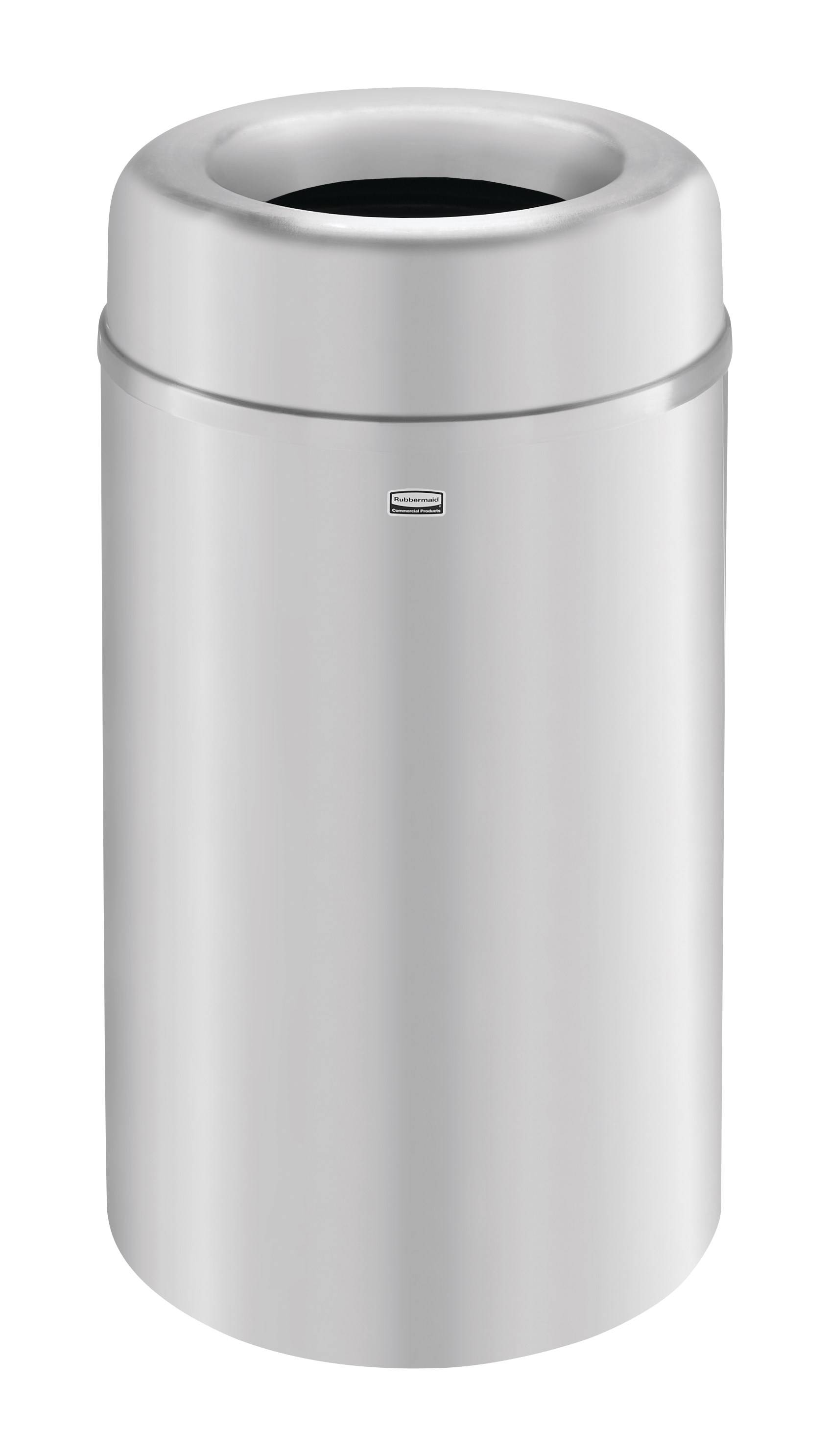 The Crowne Collection 30 Gallon FGAOT30 Decorative Indoor Waste Container has an attractive contemporary design with a curved open top that prevents objects from being placed on top of the can, keeping a neater overall appearance.