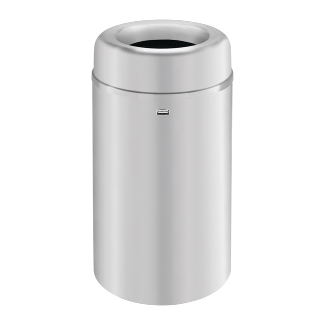 The Crowne Collection 30 Gallon FGAOT30 Decorative Indoor Waste Container has an attractive contemporary design with a curved open top that prevents objects from being placed on top of the can, keeping a neater overall appearance.