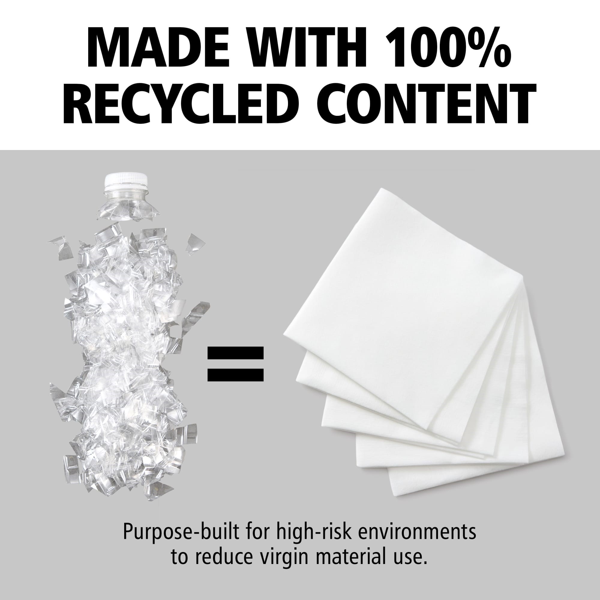 The HYGEN™ r-100 Disposable Microfiber Cloth assists in environmental cleaning, the first step in the disinfection process, and is engineered for consistent cleaning performance in high-traffic environments. Designed to help minimize cross-contamination while maintaining effective soil removal. Made with 100% recycled content to help support sustainability goals without sacrificing cleaning performance.