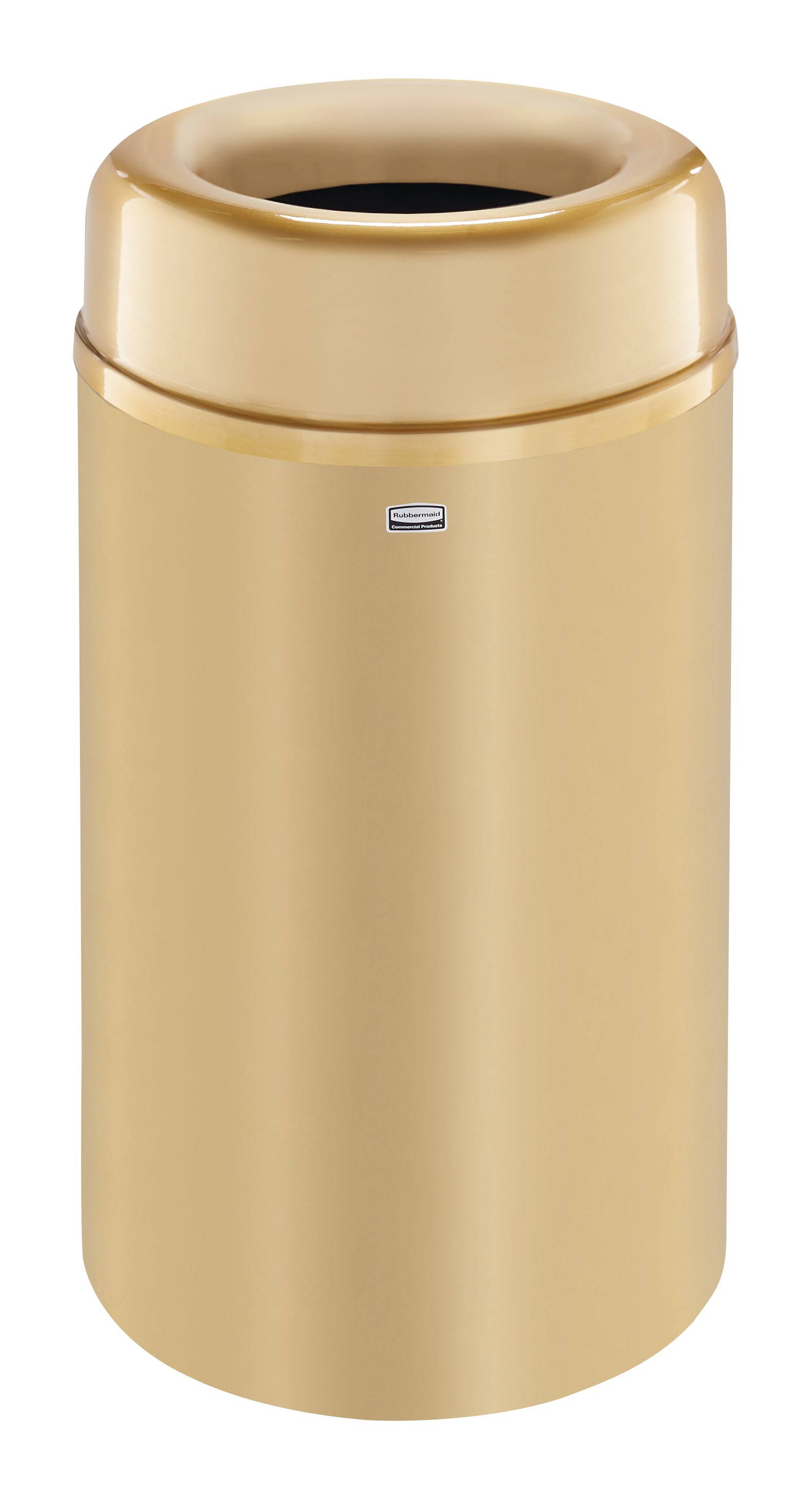 The Crowne Collection 30 Gallon FGAOT30 Decorative Indoor Waste Container has an attractive contemporary design with a curved open top that prevents objects from being placed on top of the can, keeping a neater overall appearance.