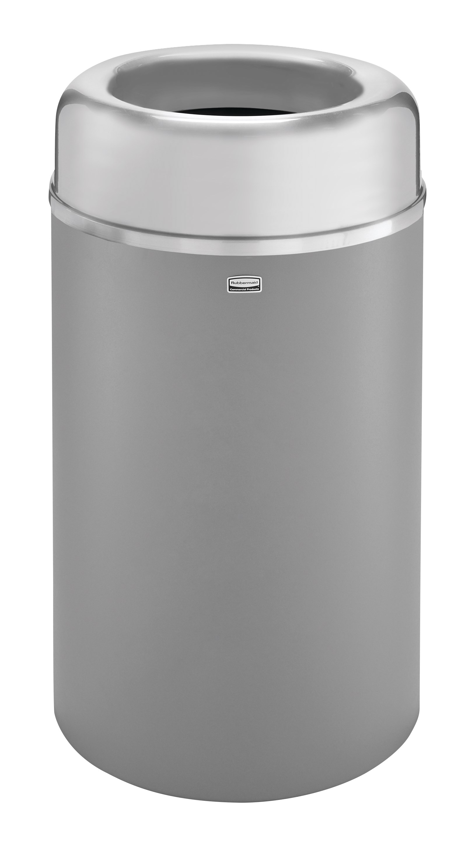 The Crowne Collection 30 Gallon FGAOT30 Decorative Indoor Waste Container has an attractive contemporary design with a curved open top that prevents objects from being placed on top of the can, keeping a neater overall appearance.