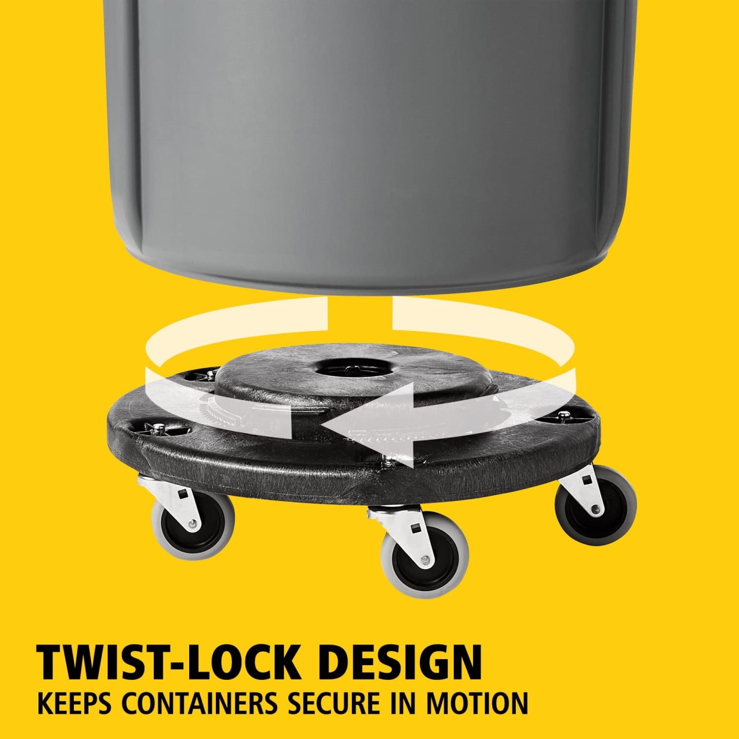 The BRUTE® Dolly smoothly and efficiently transports 20, 32, 44, and 55-gallon BRUTE® containers easily and quickly.