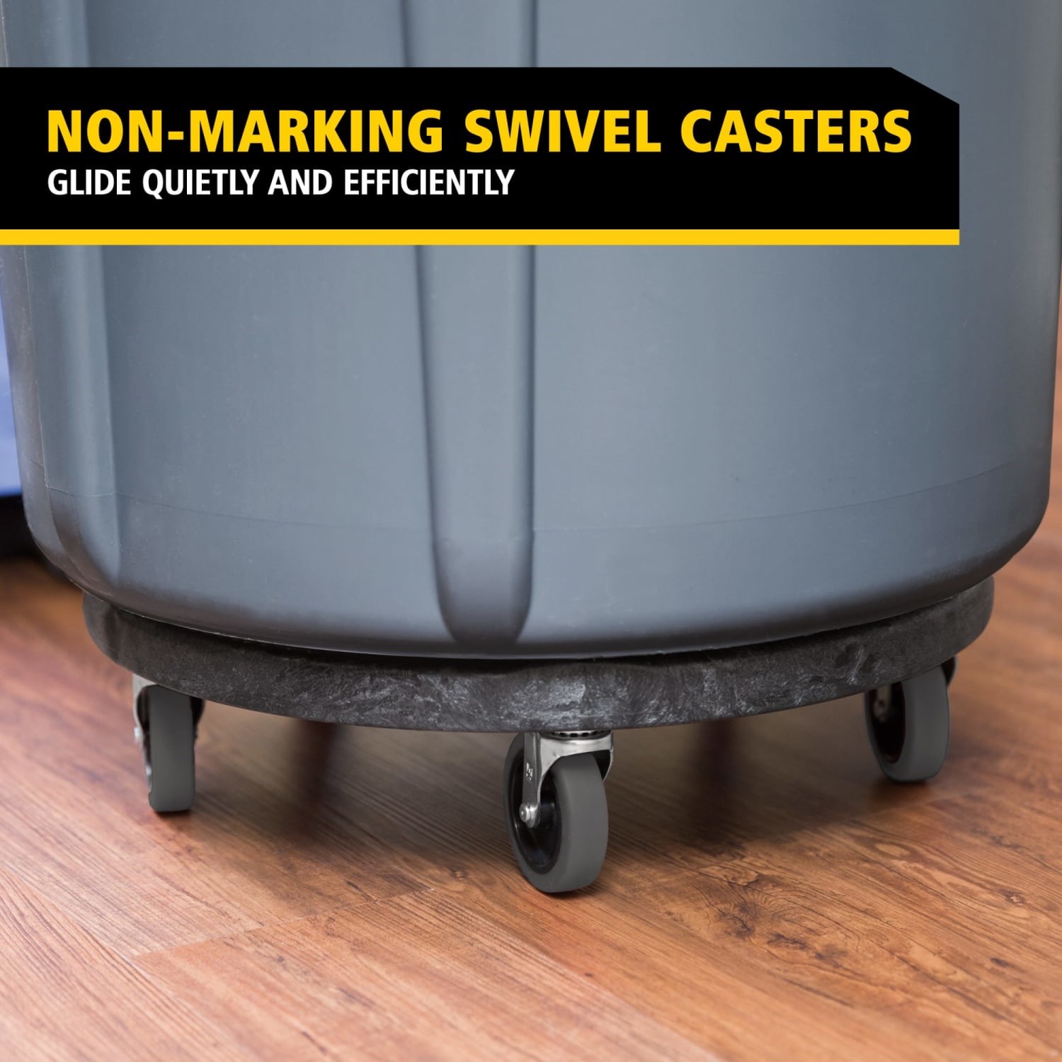 The BRUTE® Dolly smoothly and efficiently transports 20, 32, 44, and 55-gallon BRUTE® containers easily and quickly.