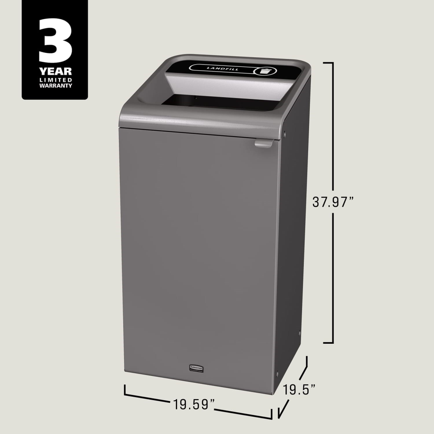 The Configure™ Decorative Waste Containers provide a recycling solution with sleek, smooth surfaces and contoured edges. This recycling system has a modern appearance that will fit seamlessly into any indoor or outdoor commercial environment. Please note: this SKU is a Configure™ 1-Stream 23 Gallon container with a "Landfill" label.