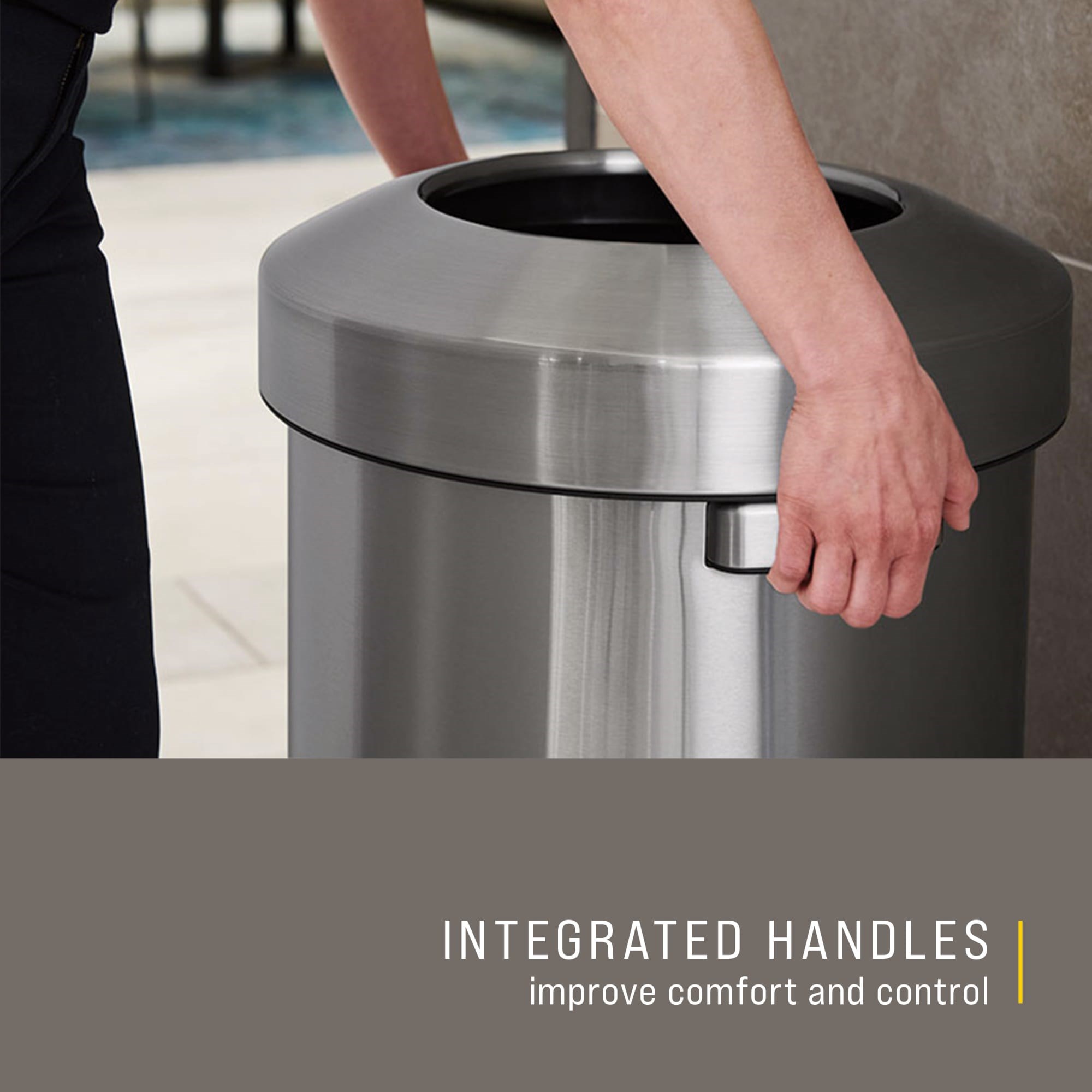 Featuring a classic design and fingerprint-resistant stainless steel, the Refine waste container fits seamlessly into any commercial space for a discreet look that enhances the overall environment.