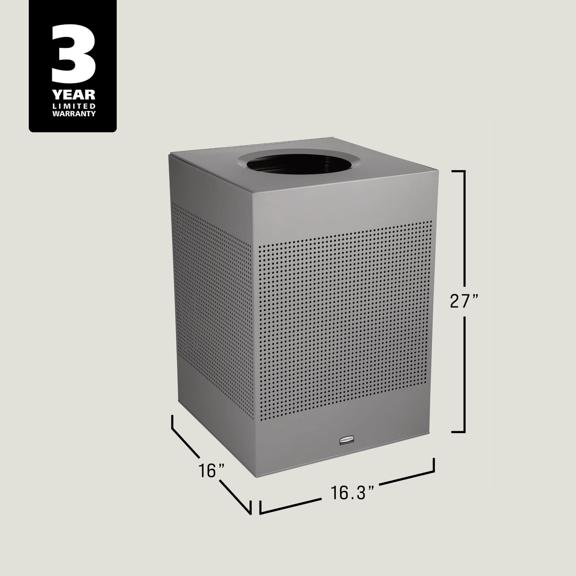 The sleek Silhouettes 40 Gallon FGSC22 Decorative Square Indoor Waste Container has a contemporary perforated pattern designed to seamlessly and beautifully blend with modern facilities and environments. High-quality materials and craftsmanship ensure containers can withstand the rigors of everyday use.