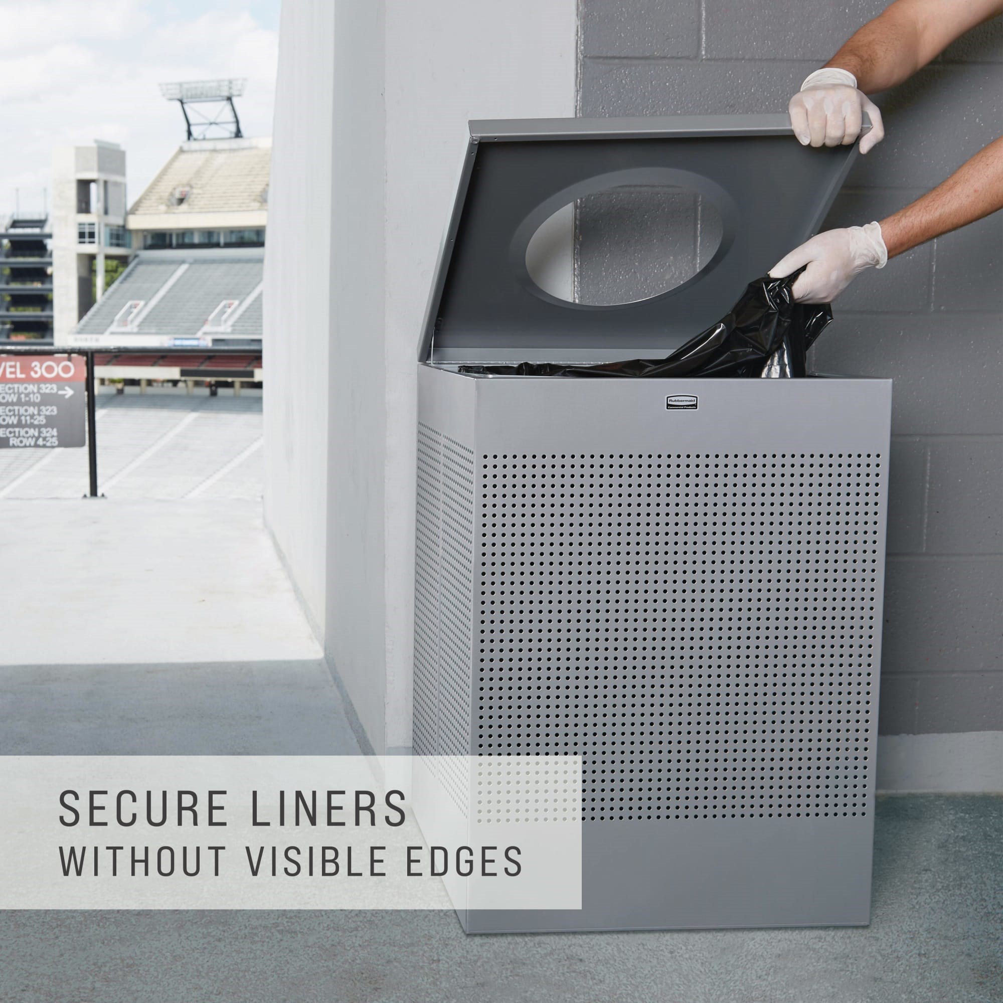 The sleek Silhouettes 40 Gallon FGSC22 Decorative Square Indoor Waste Container has a contemporary perforated pattern designed to seamlessly and beautifully blend with modern facilities and environments. High-quality materials and craftsmanship ensure containers can withstand the rigors of everyday use.