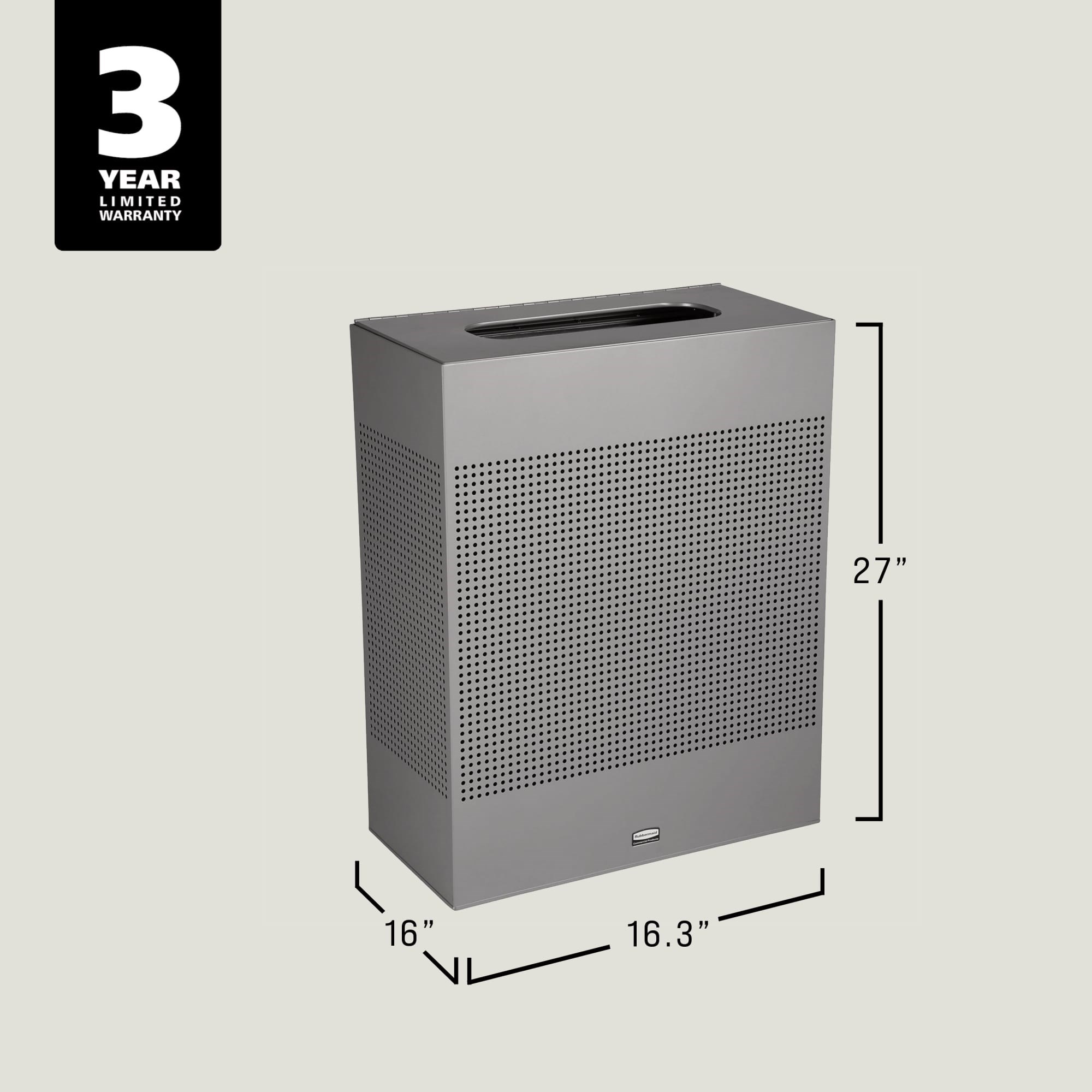 The sleek Silhouettes 22.5 Gallon FGSR18 Decorative Rectangle Indoor Waste Container has a contemporary perforated pattern designed to seamlessly and beautifully blend with modern facilities and environments. High-quality materials and craftsmanship ensure containers can withstand the rigors of everyday use.