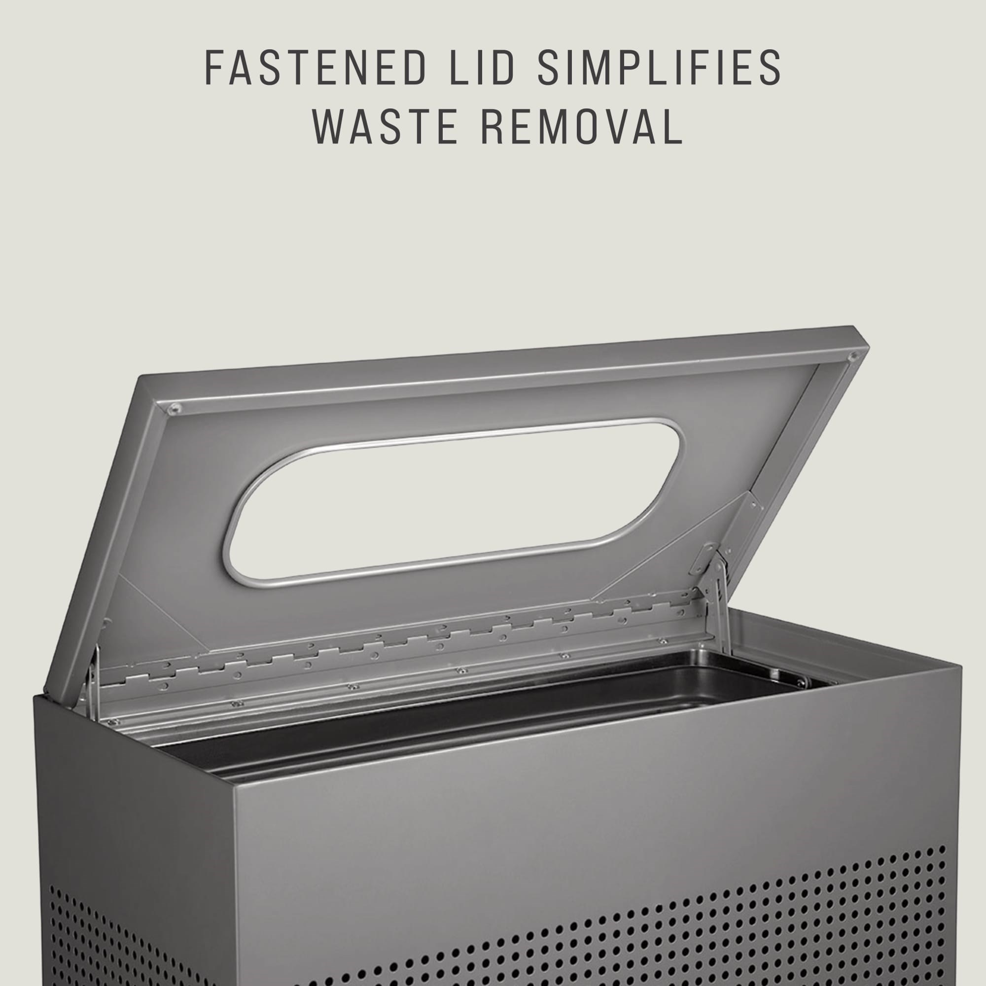 The sleek Silhouettes 22.5 Gallon FGSR18 Decorative Rectangle Indoor Waste Container has a contemporary perforated pattern designed to seamlessly and beautifully blend with modern facilities and environments. High-quality materials and craftsmanship ensure containers can withstand the rigors of everyday use.