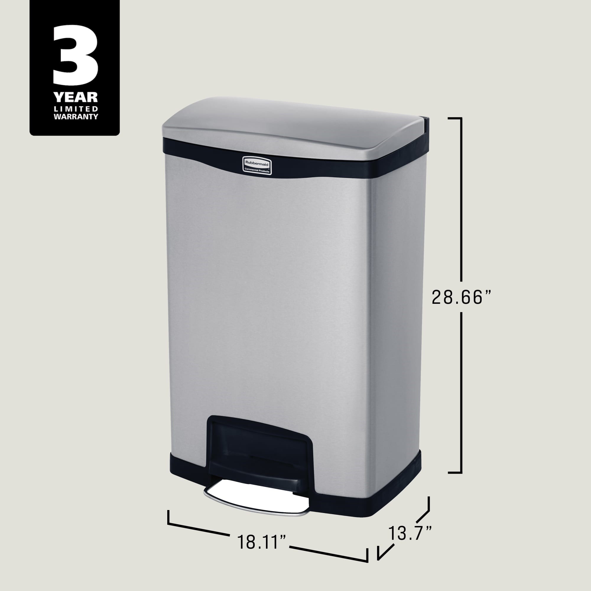 The Rubbermaid Commercial Impressions™ Step-On Container features a slim profile and small footprint to fit in tightest spaces. Impressions™ Step-On containers are constructed with premium-quality materials and meet the needs of any environment with efficiency, safety, and durability.