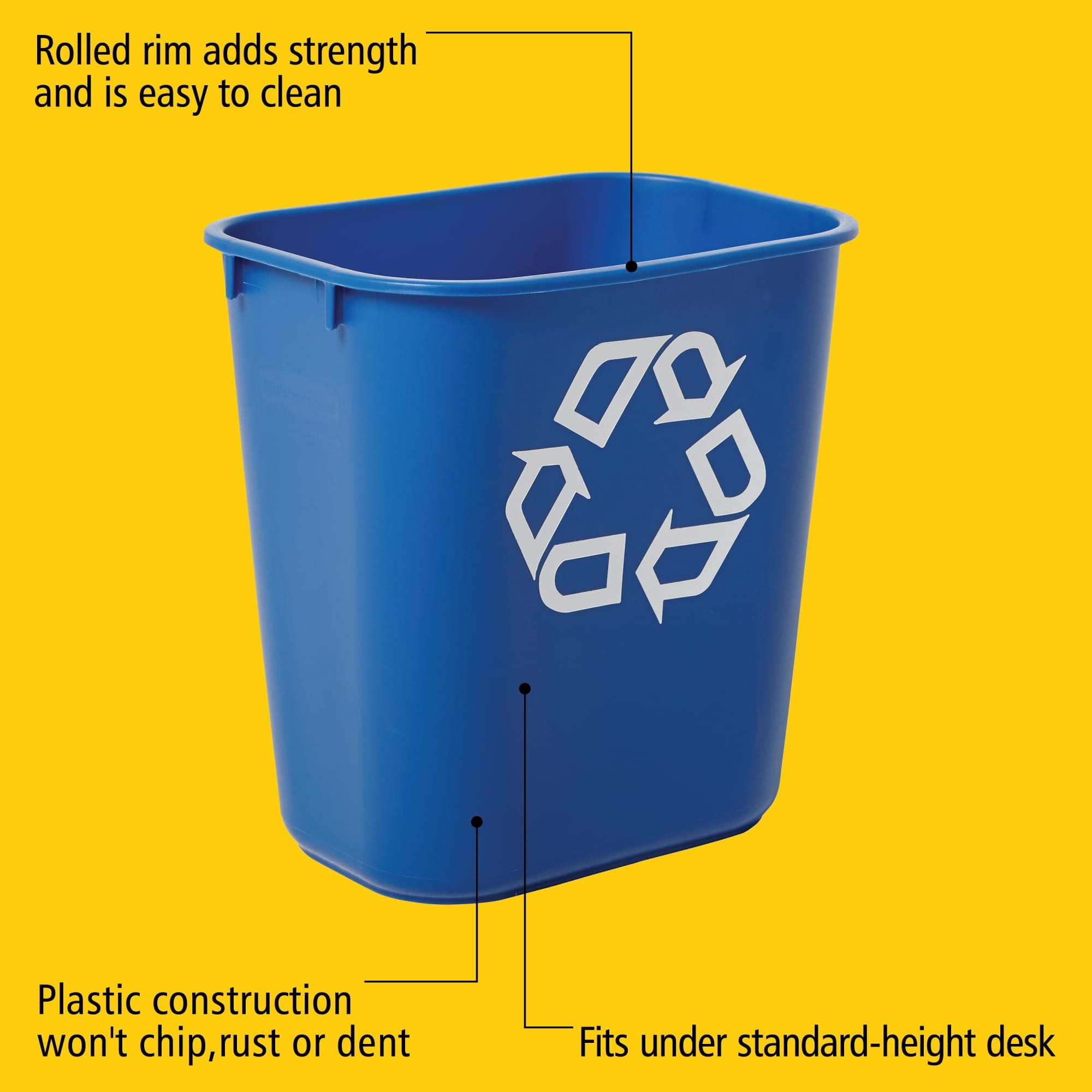 The Rubbermaid Commercial Deskside containers are space-efficient, economical, and an easy and an effective deskside recycling solution.