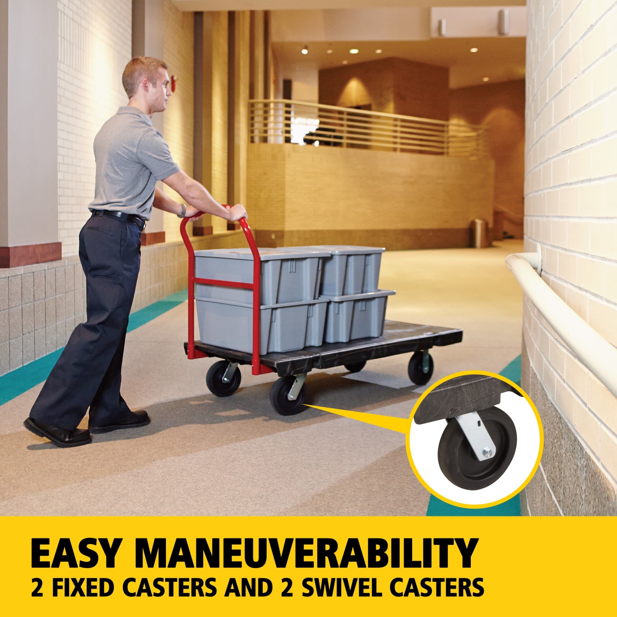 The Heavy-Duty Platform Truck is ideal for moving large, heavy, oversized loads efficiently throughout a facility with up to 2,000 lb. capacity.
