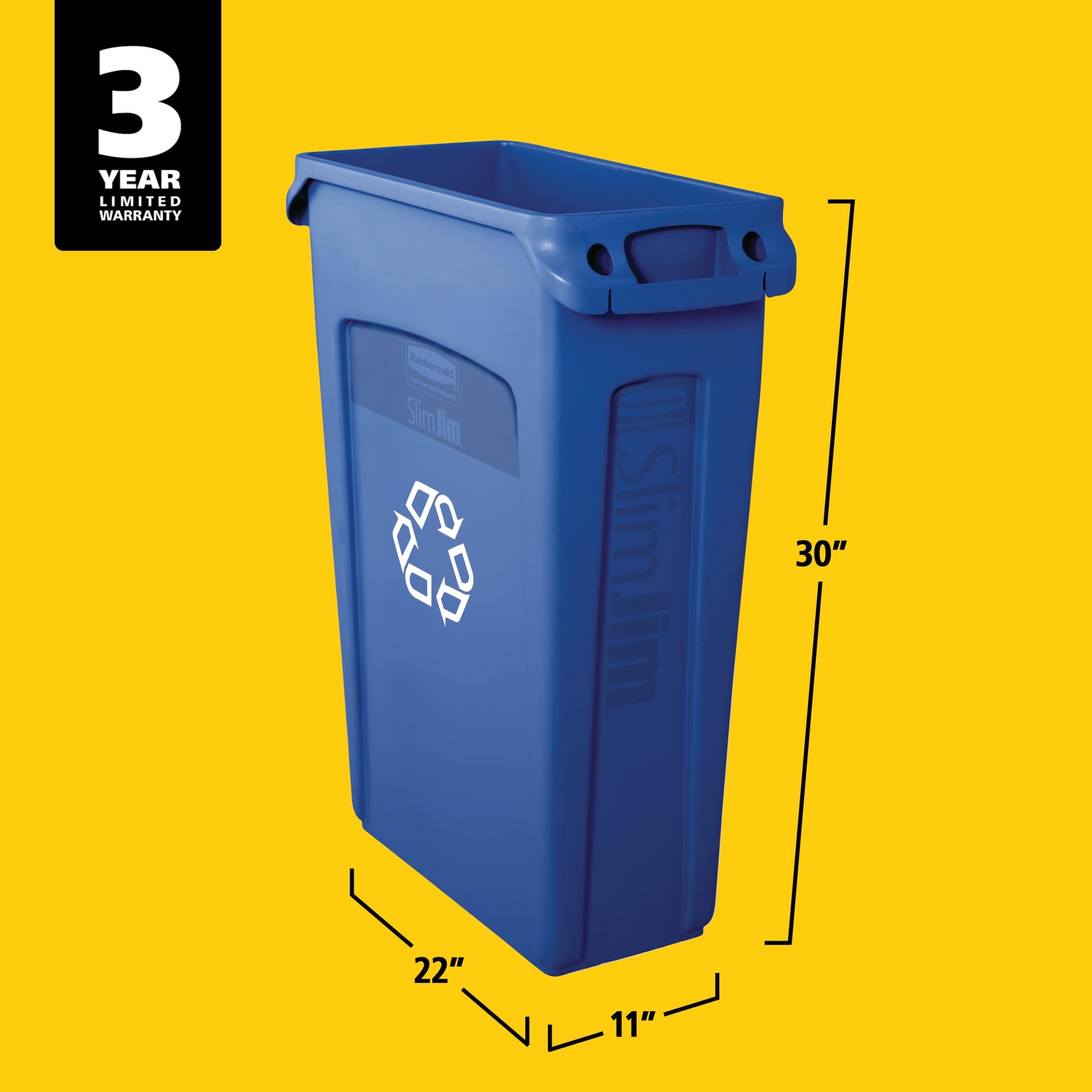 The Rubbermaid Commercial Slim Jim® containers with venting channels offer uncompromised performance in constrained spaces.
