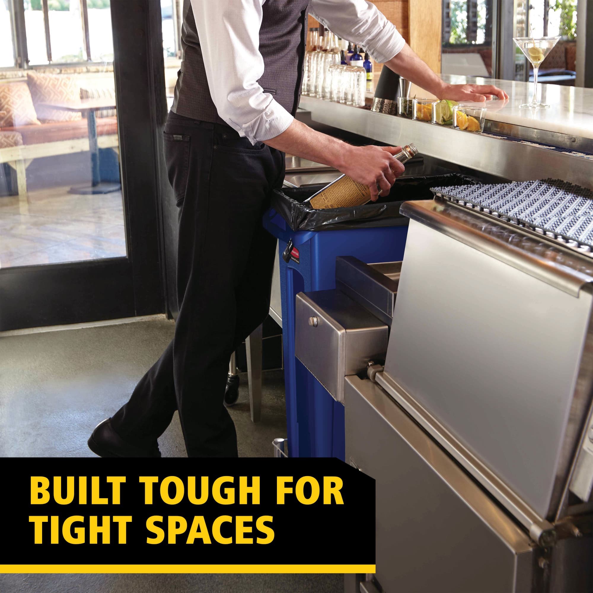 The Rubbermaid Commercial Slim Jim® containers with venting channels offer uncompromised performance in constrained spaces.