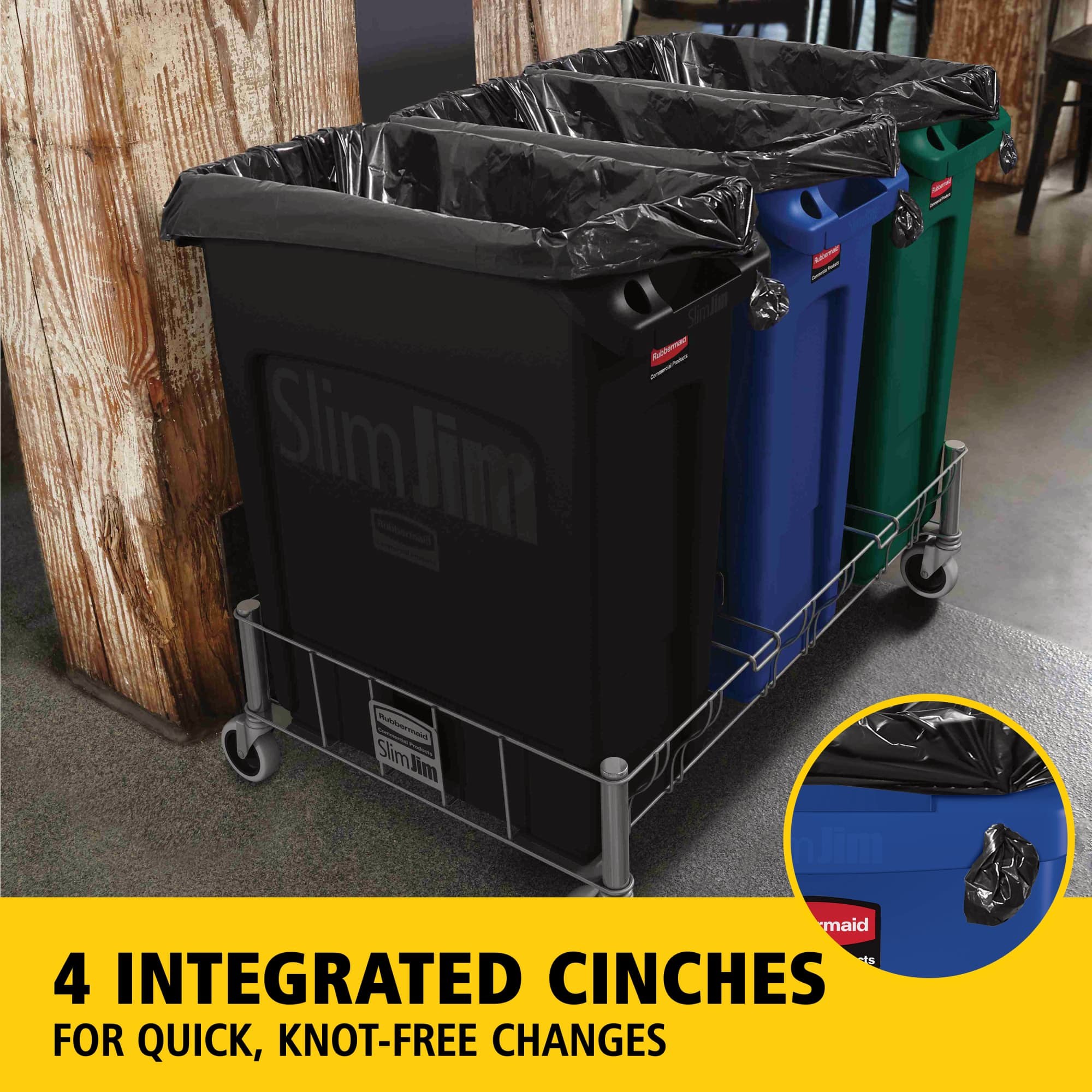 The Rubbermaid Commercial Slim Jim® containers with venting channels offer uncompromised performance in constrained spaces.