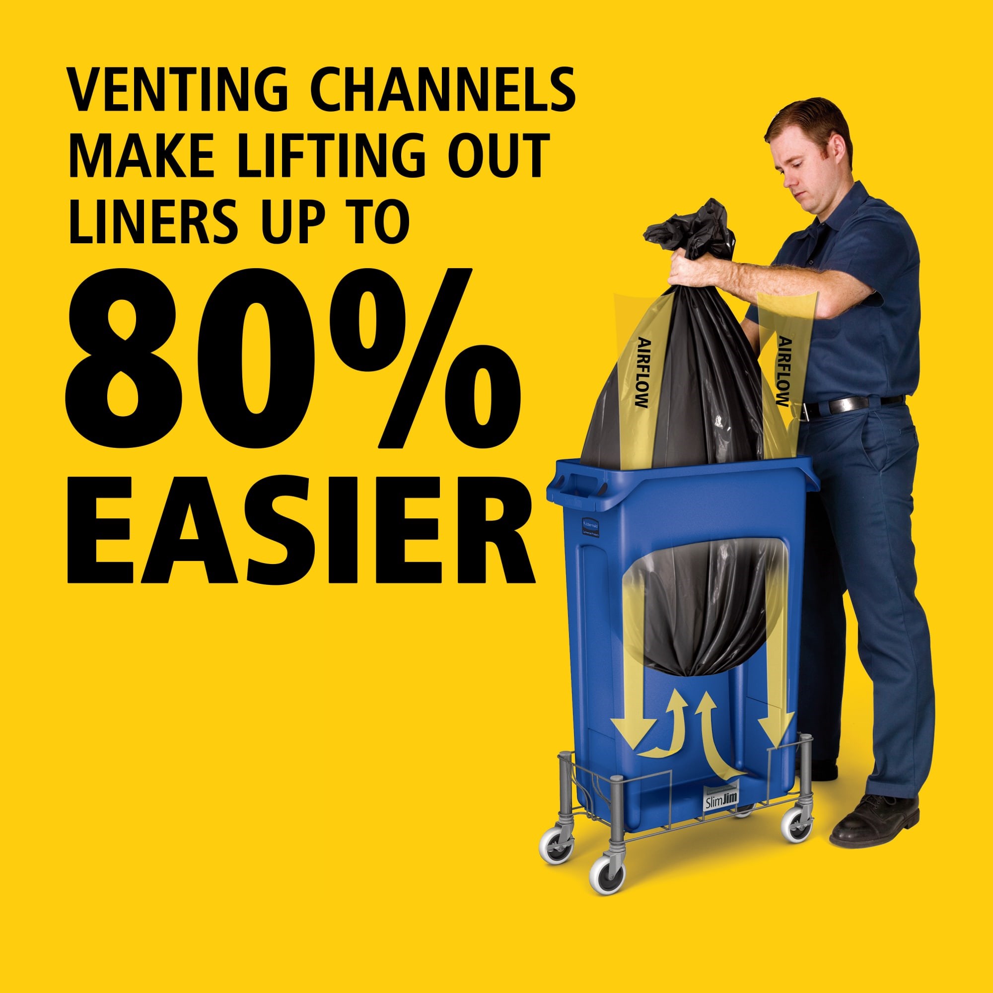 The Rubbermaid Commercial Slim Jim® containers with venting channels offer uncompromised performance in constrained spaces.