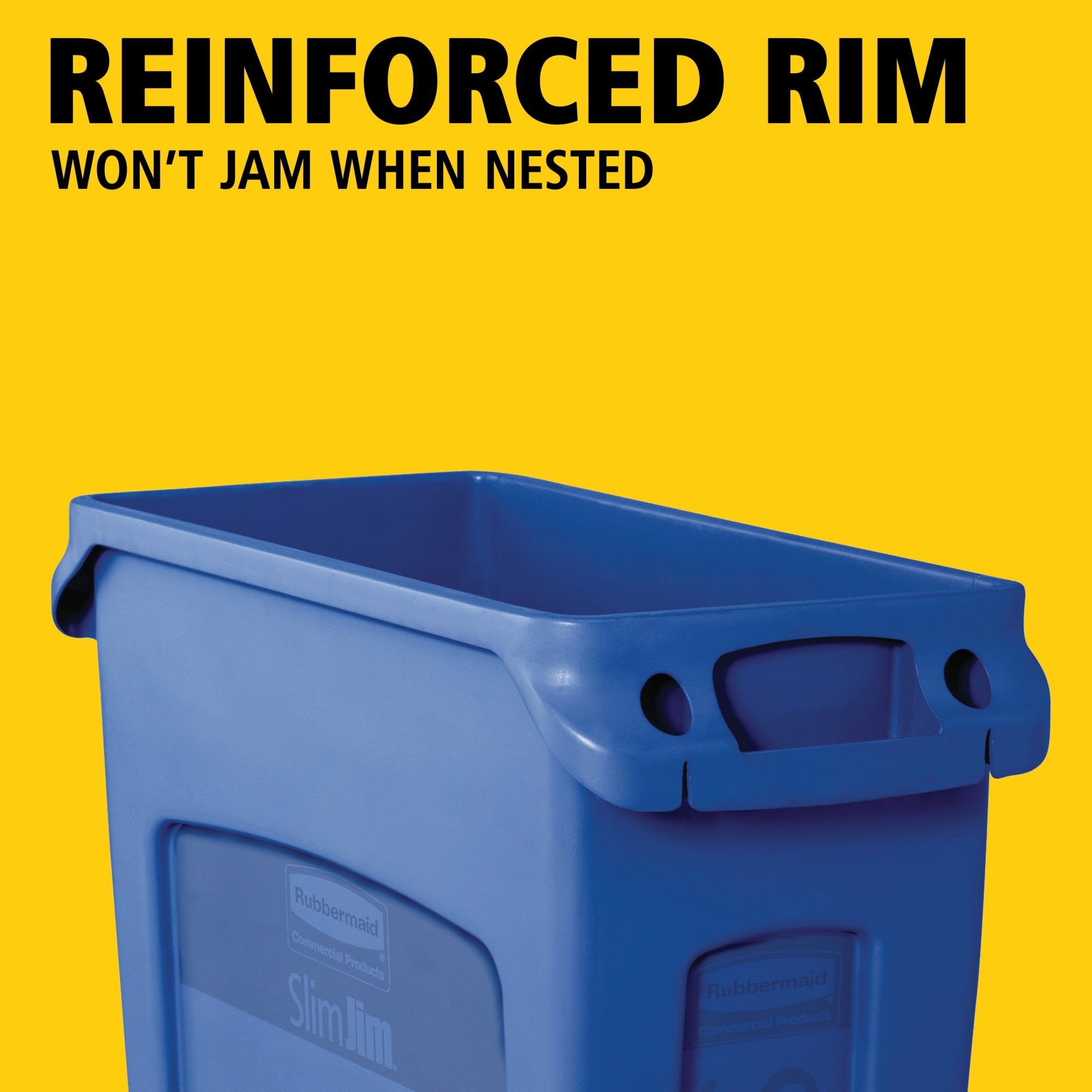 The Rubbermaid Commercial Slim Jim® containers with venting channels offer uncompromised performance in constrained spaces.