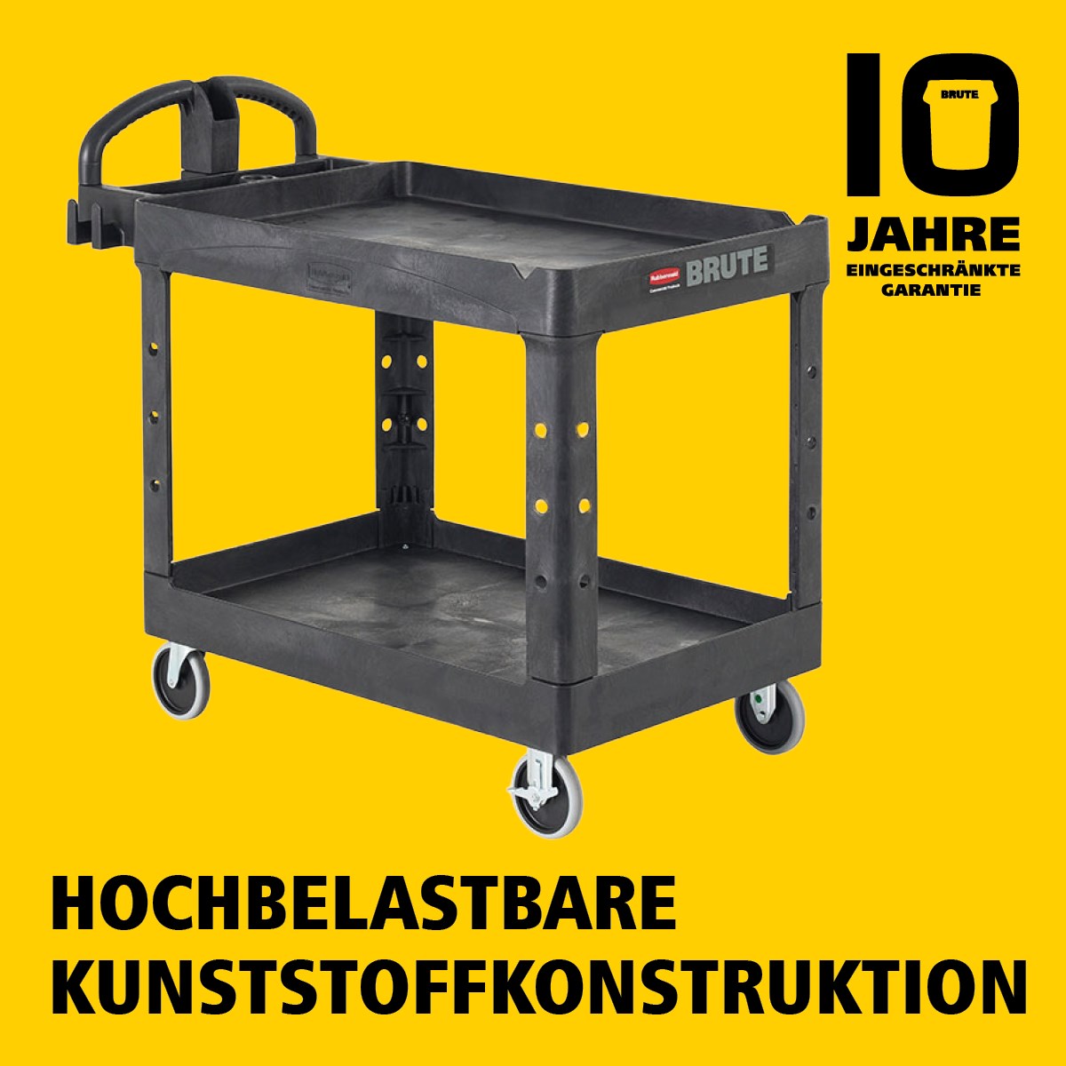 Der BRUTE Heavy-Duty Mehrzweckwagen mit erhöhten Rändern transportiert Materialien und schwere Lasten sicher bis zu 226 kg – 340 kg (modellabhängig), mit Optionen für 2, 3 oder 4 Ebenen für zusätzliche Kapazität. Die erhöhten Ränder verhindern das Herunterfallen von Gegenständen, und der ergonomische Griff sorgt für einfache Handhabung. Die integrierte V-Nut hält Rohre sicher beim Schneiden.