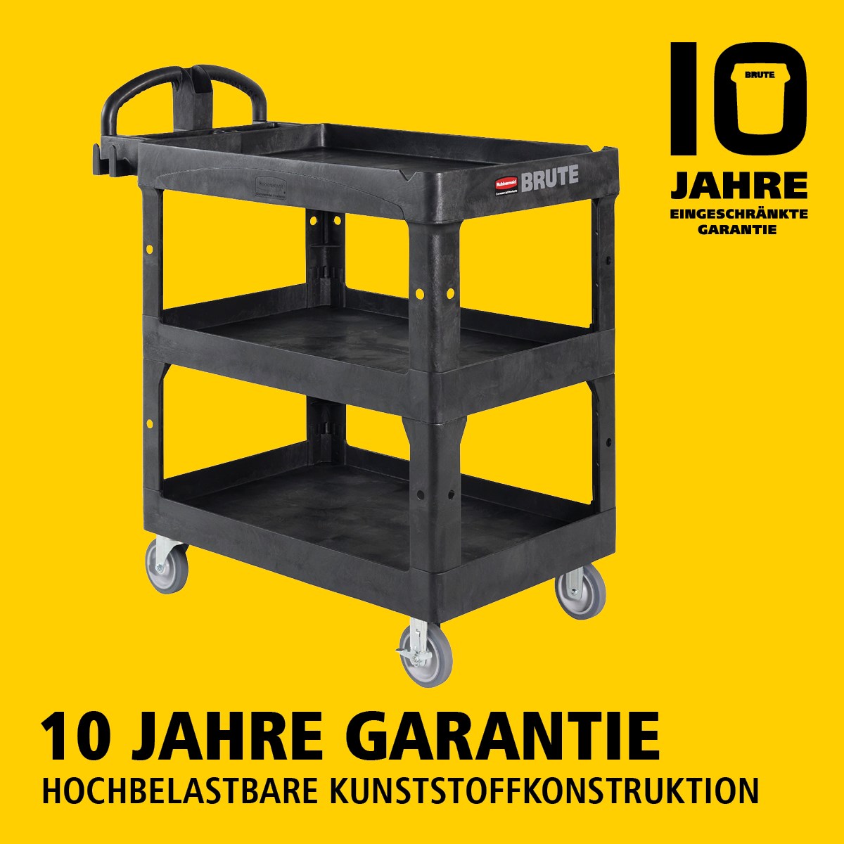 Der BRUTE Heavy-Duty Mehrzweckwagen mit erhöhten Rändern transportiert Materialien und schwere Lasten sicher bis zu 226 kg – 340 kg (modellabhängig), mit Optionen für 2, 3 oder 4 Ebenen für zusätzliche Kapazität. Die erhöhten Ränder verhindern das Herunterfallen von Gegenständen, und der ergonomische Griff sorgt für einfache Handhabung. Die integrierte V-Nut hält Rohre sicher beim Schneiden.