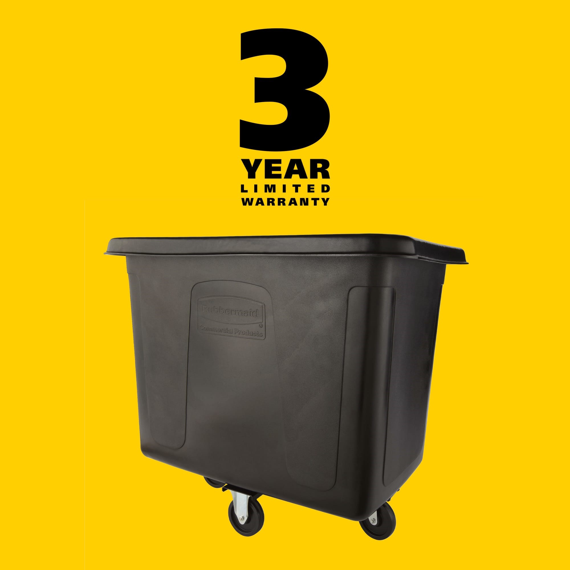 The Rubbermaid Commercial 16 cu ft Cube Truck is part of a full line of Cube Trucks assisting in waste collection, material transport, and laundry handling.