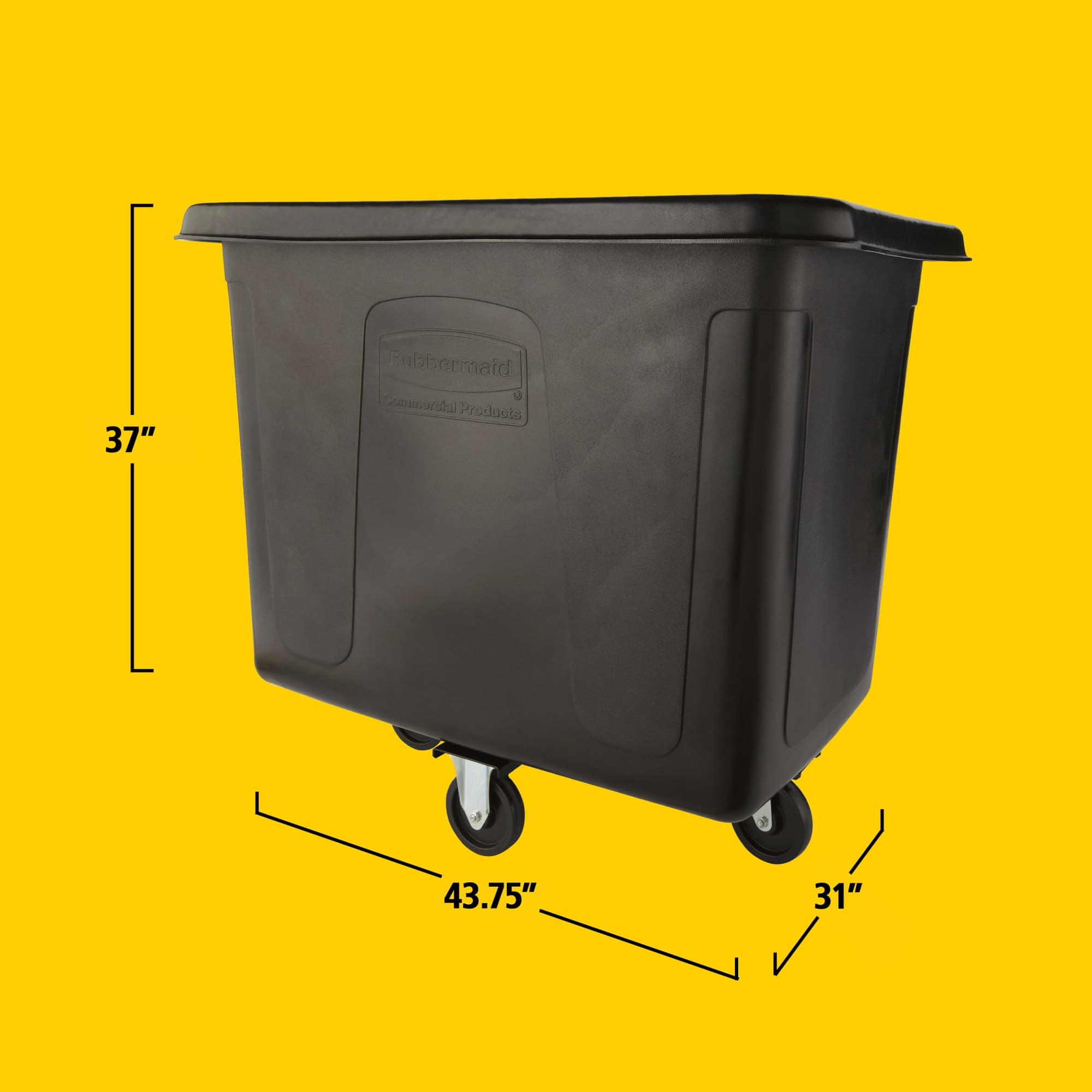 The Rubbermaid Commercial 16 cu ft Cube Truck is part of a full line of Cube Trucks assisting in waste collection, material transport, and laundry handling.