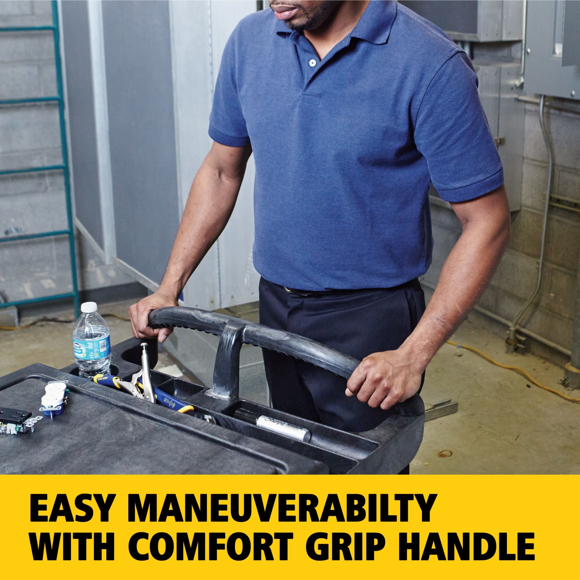 The TradeMaster Cart with 4 Drawers and Cabinet is a complete tool storage and mobile workbench system, with shelving and cabinet configurations to meet any storage needs.