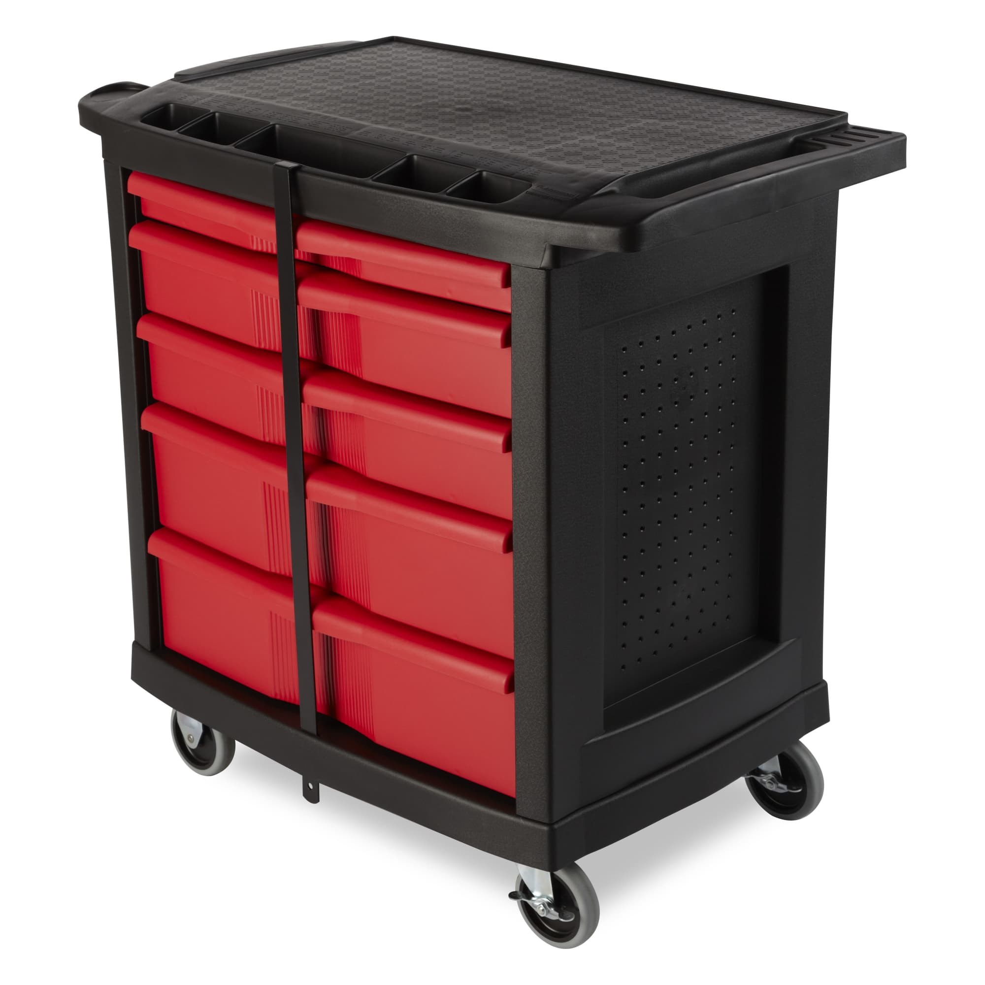 The 5-Drawer Mobile Work Center is a comprehensive mobile workbench with easy-to-organize tool storage.