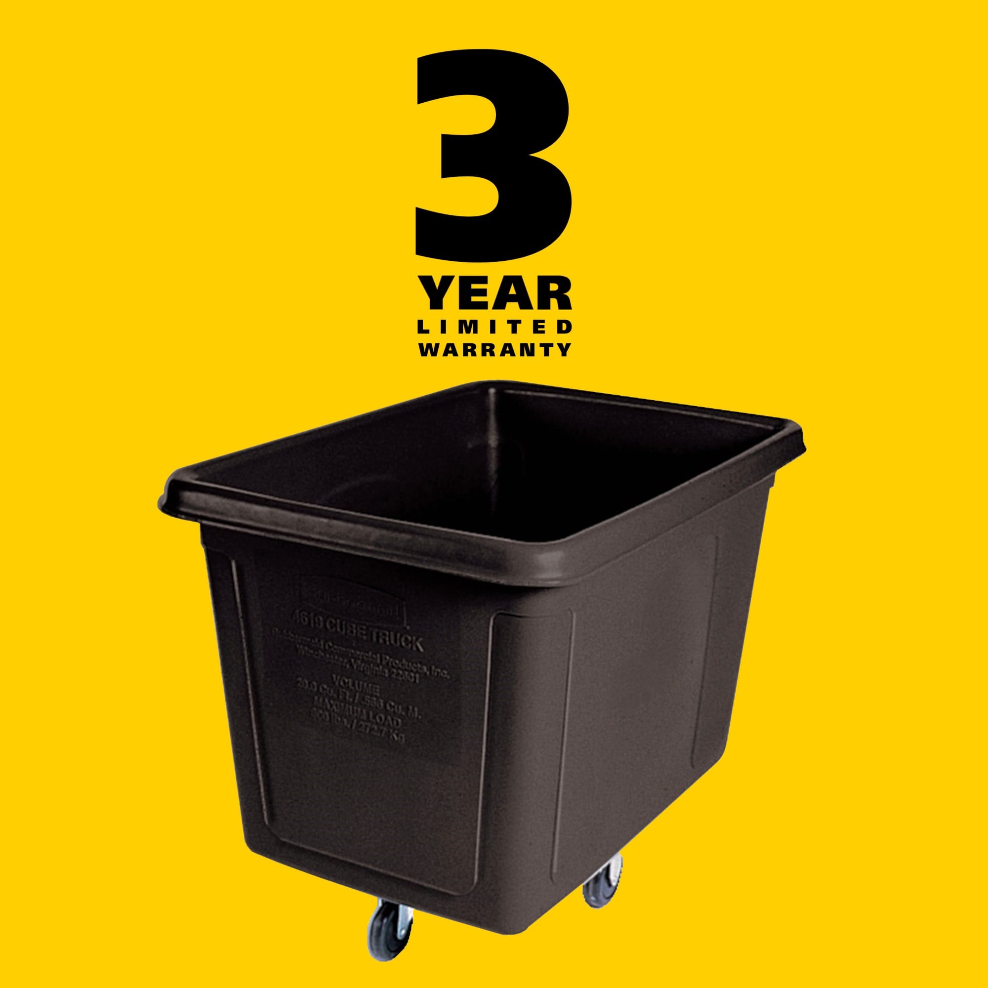 The Rubbermaid Commercial 20 cu ft Cube Truck is part of a full line of Cube Trucks assisting in waste collection, material transport, and laundry handling.