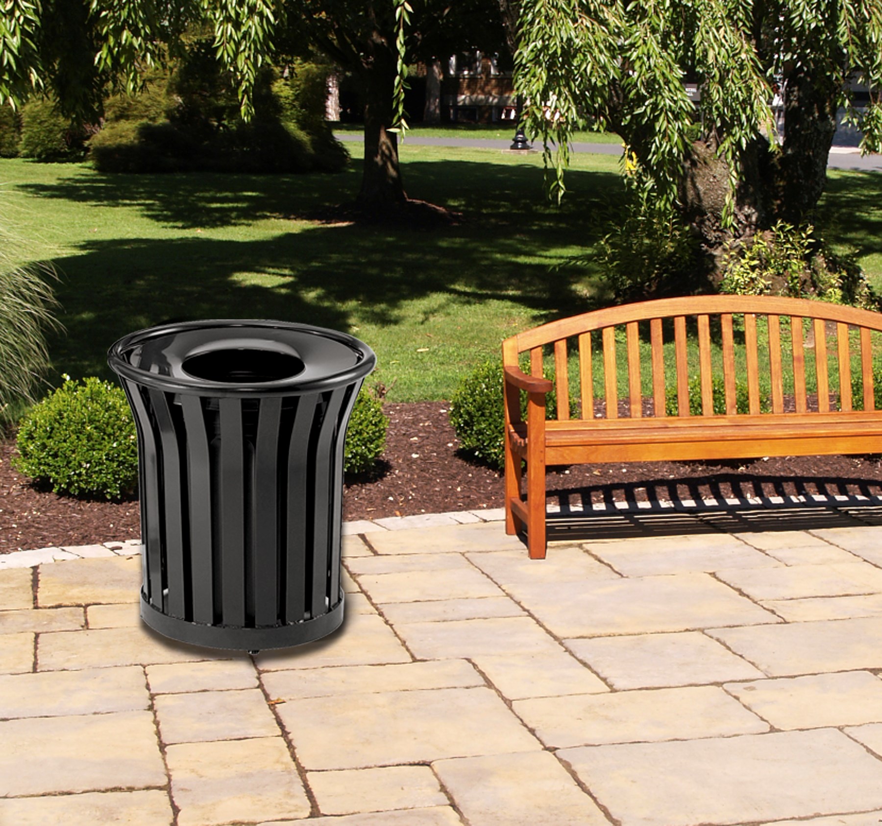 The Americana Series™ decorative outdoor waste containers maintain an upscale appearance while providing exceptional waste control. Rugged steel construction with multiple layers of powder coating ensure years of trouble-free outdoor use.