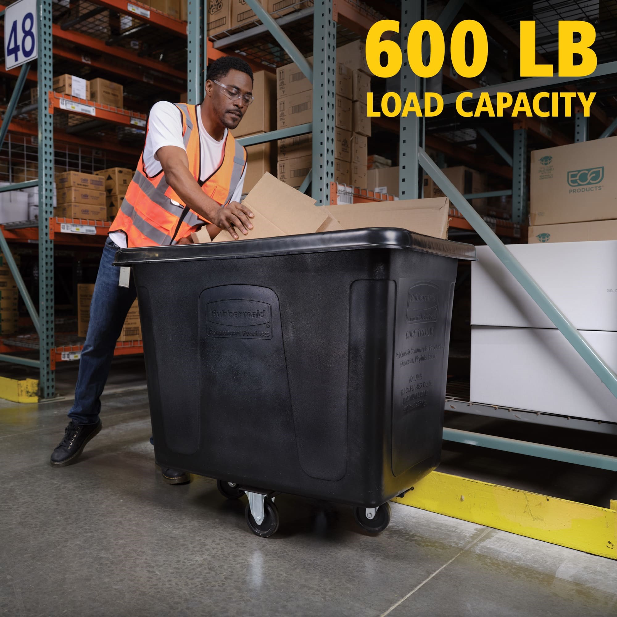 The Rubbermaid Commercial 20 cu ft Cube Truck is part of a full line of Cube Trucks assisting in waste collection, material transport, and laundry handling.