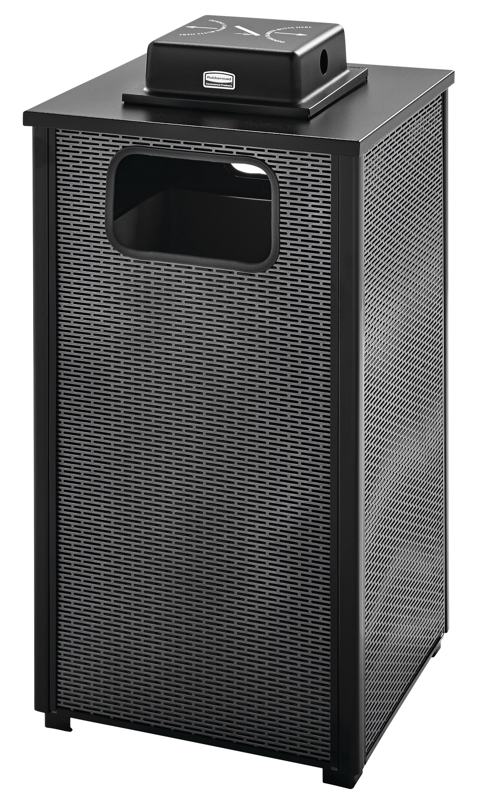 ディメンション・シリーズ24ガロンFGR18装飾的な屋外廃棄物コンテナのパンチングスチールパネルは、現代的な屋外環境を補完する高級感と立体感を演出します。