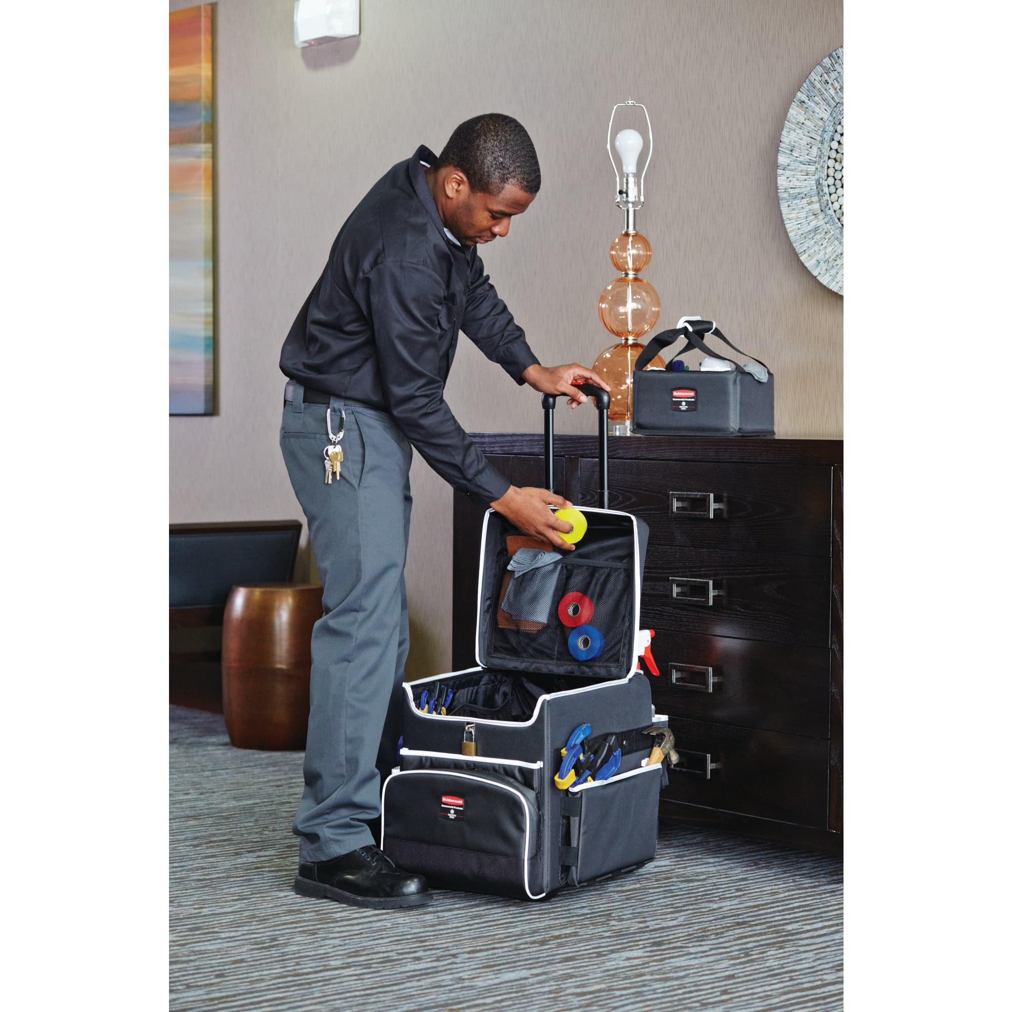 The Executive Quick Cart is the industry’s most durable mobile cart solution for housekeeping, janitorial and maintenance environments.