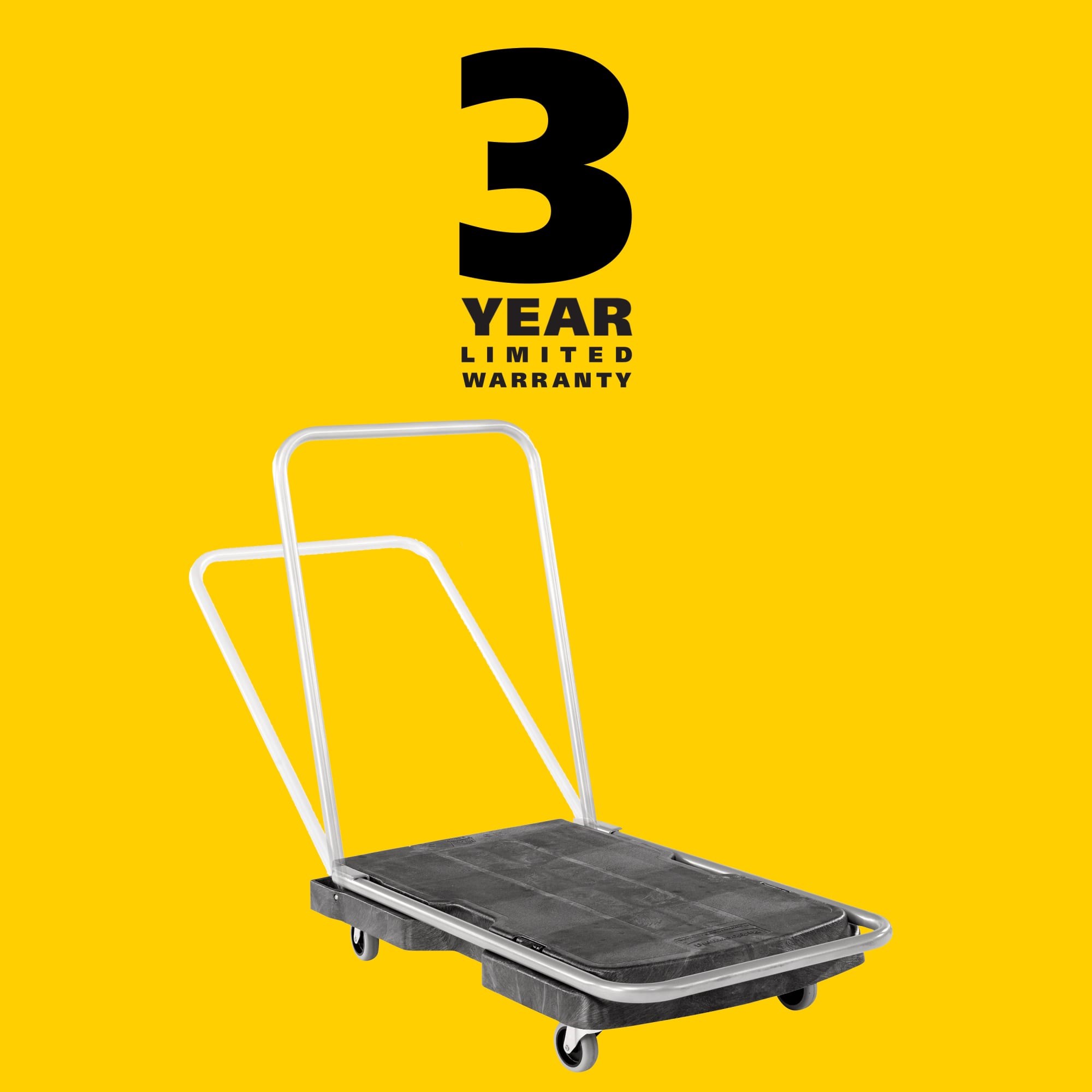 The Rubbermaid Commercial Triple Trolley efficiently transports large bulky loads and then folds flat for easy storage.