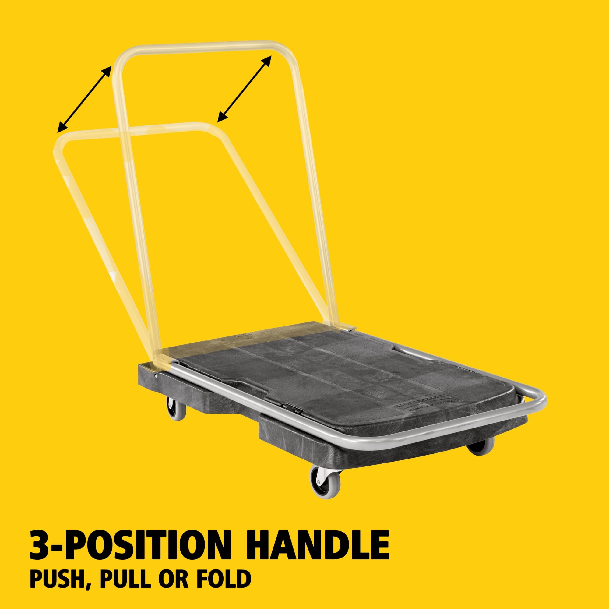 The Rubbermaid Commercial Triple Trolley efficiently transports large bulky loads and then folds flat for easy storage.
