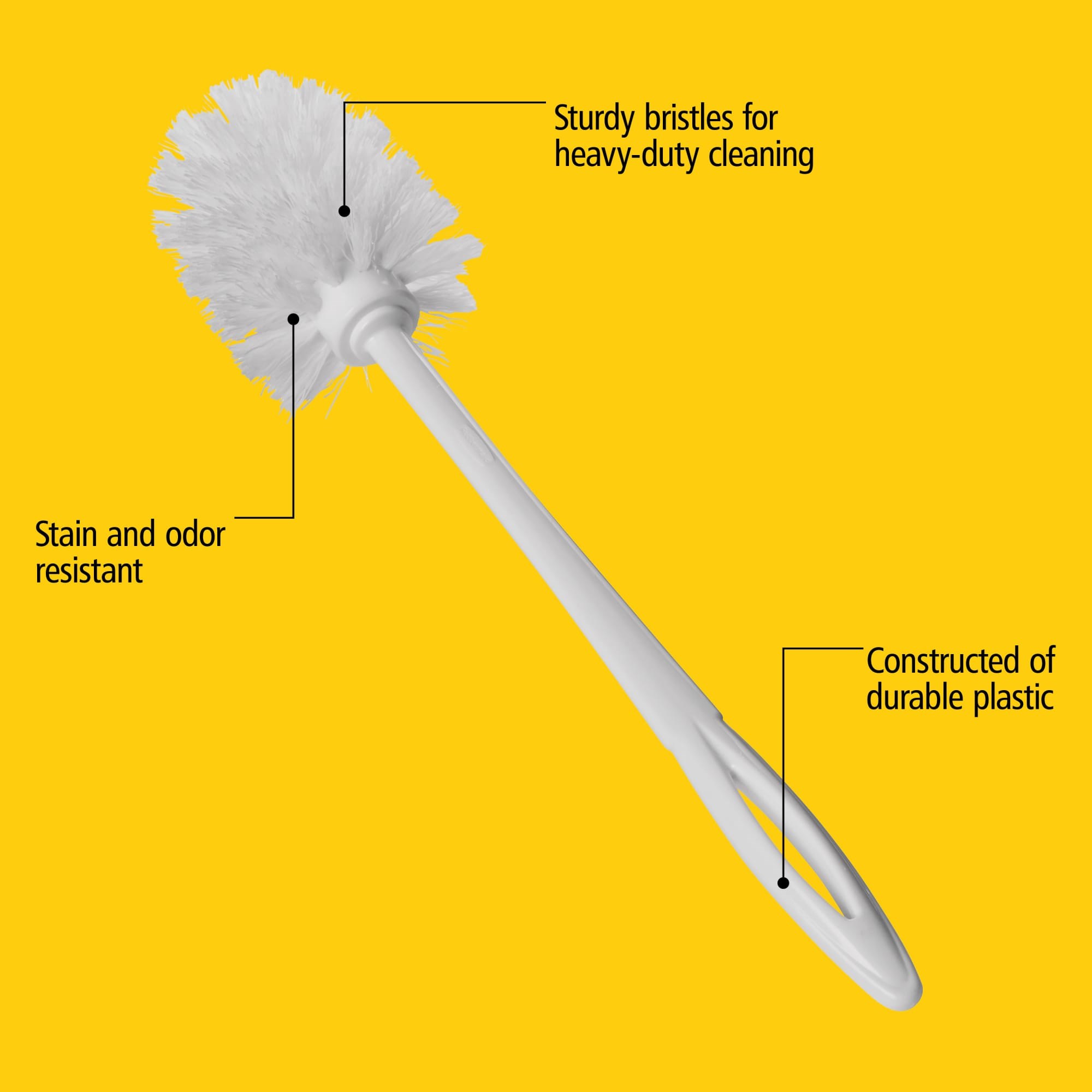 The Rubbermaid Commercial Products Toilet Brush with Plastic Handle is a stain and odor resistant toilet bowl brush.