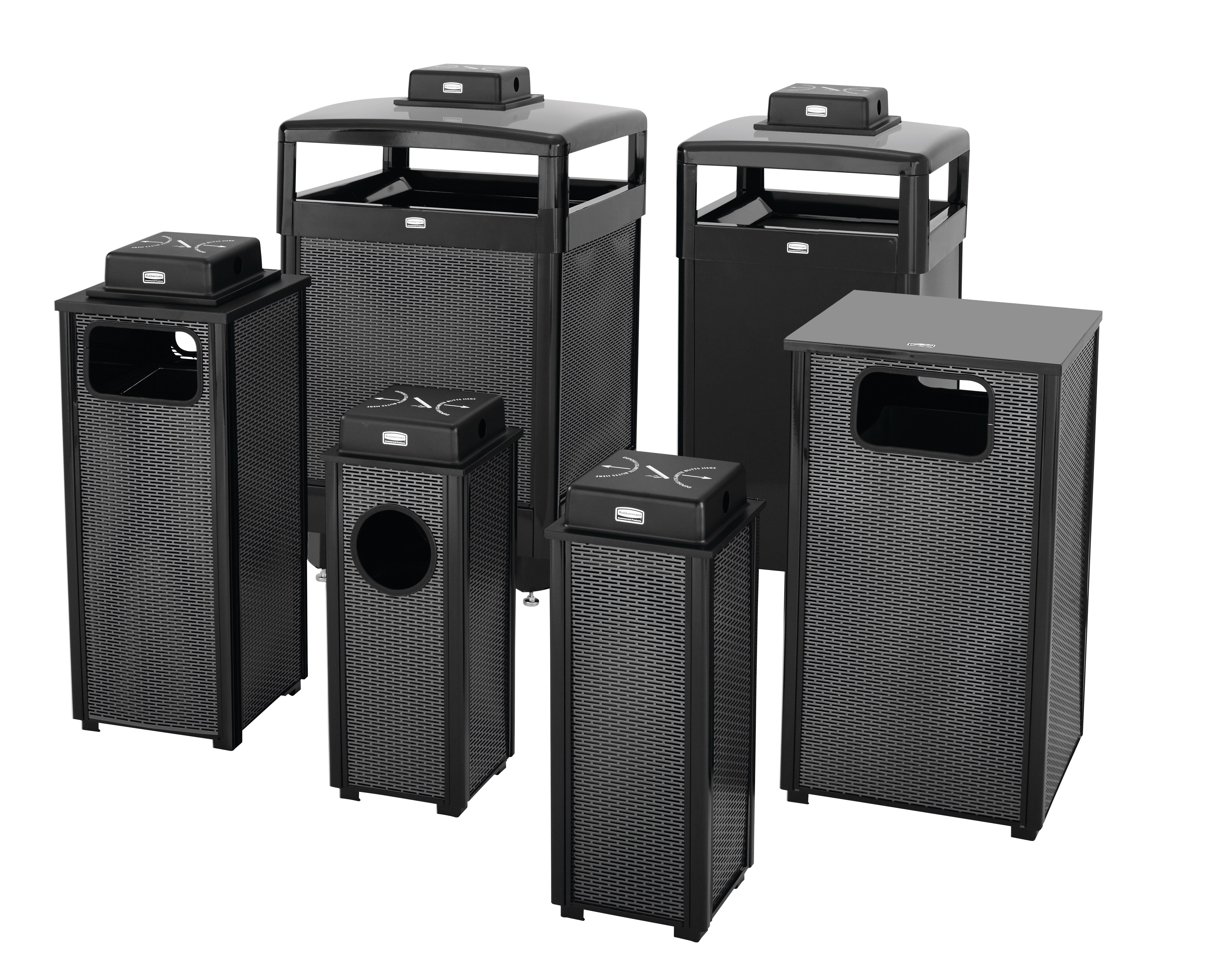 The Dimension Series 38 Gallon FGR38 Decorative Outdoor Waste Container is made from heavy-gauge, fire-safe steel designed to stand up to heavy use and harsh weather conditions while providing years of reliable outdoor service