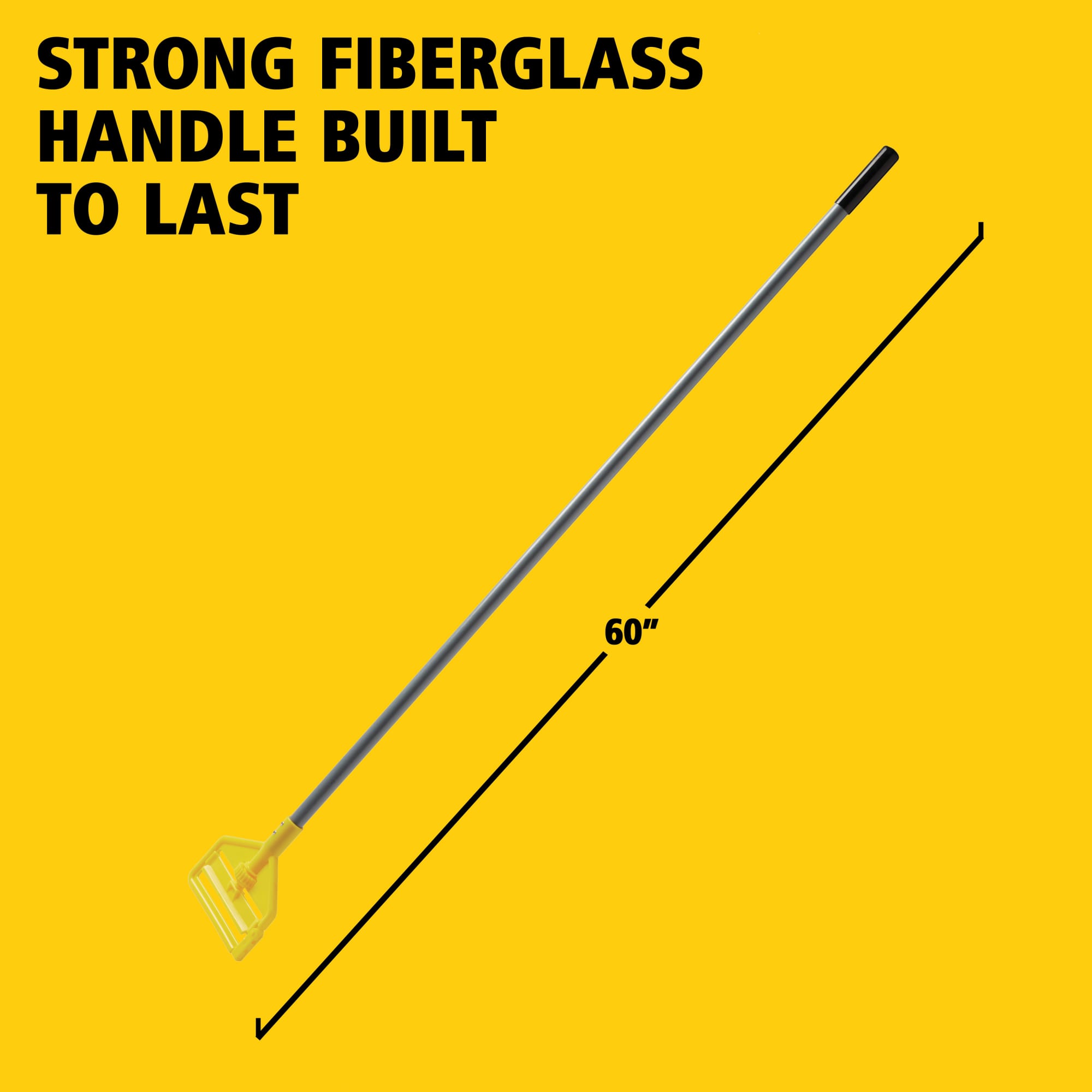 La rueda para el pulgar del mango Invader® con sujeción lateral agarra la fregona firmemente. Para su uso exclusivamente con fregonas con tira de 2,5 cm.